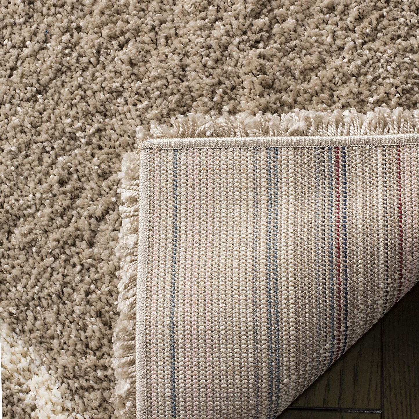 Diamond Trellis Beige/Ivory Soft Plush Shag Area Rug 2-inch Thick