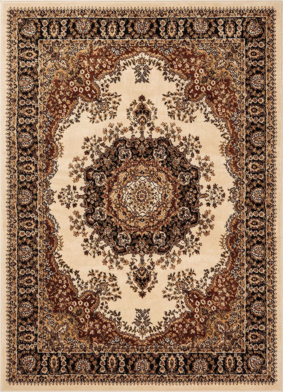 Medallion Oriental Persian Area Rug Ivory