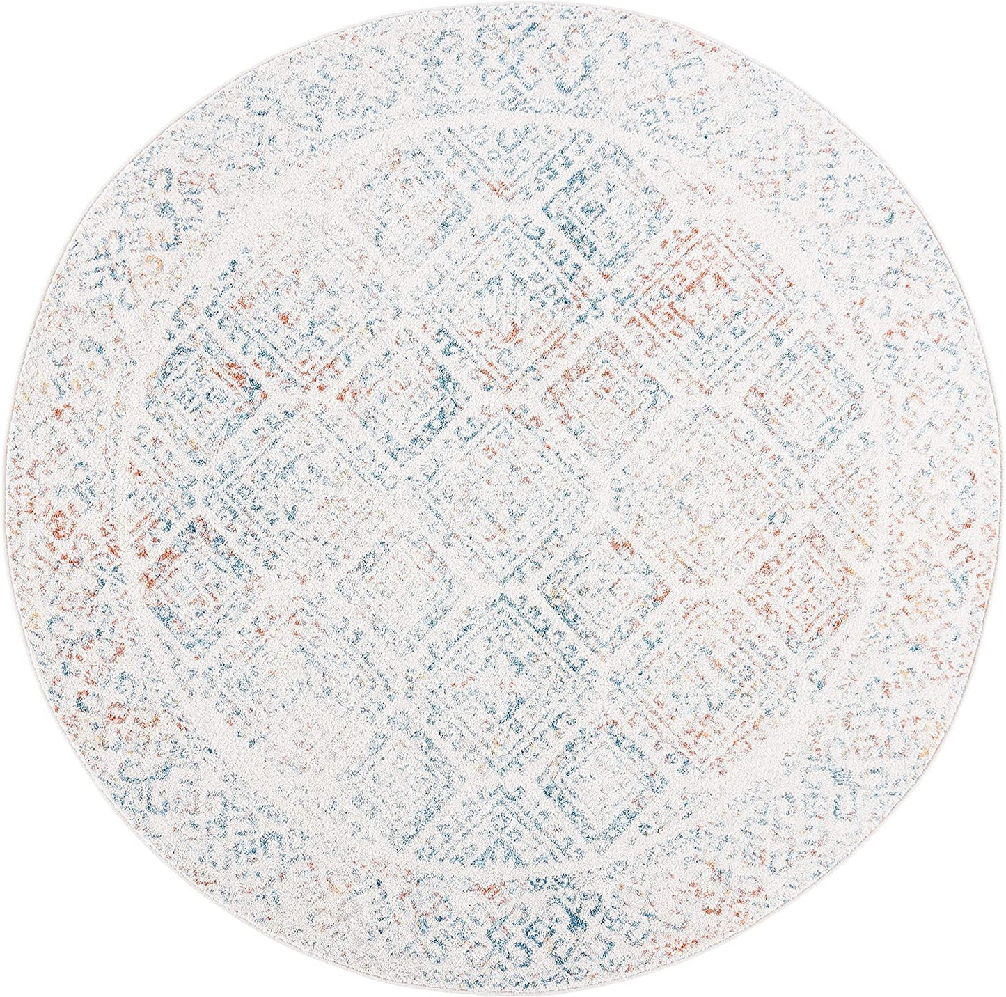 Moroccan Boho Area Rug Ivory / Terracotta