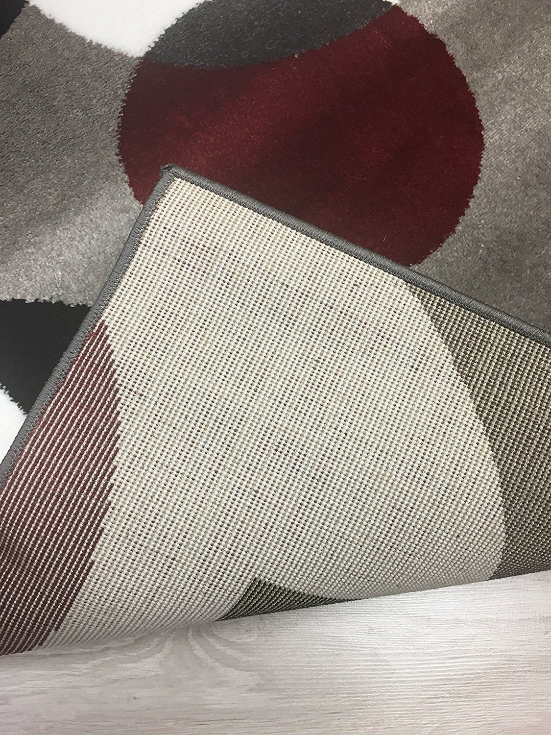 Circle Gray/Grey Burgundy Area Rug