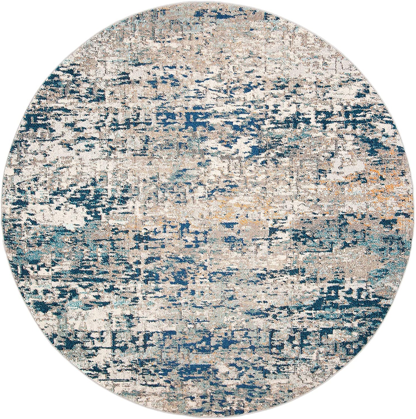 Modern Contemporary Abstract Runner, Grey/Blue