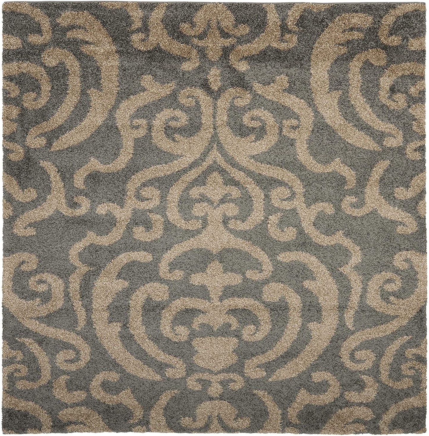 Damask Dining Plush Thick Area Rug, Cream Beige,large Rectangle