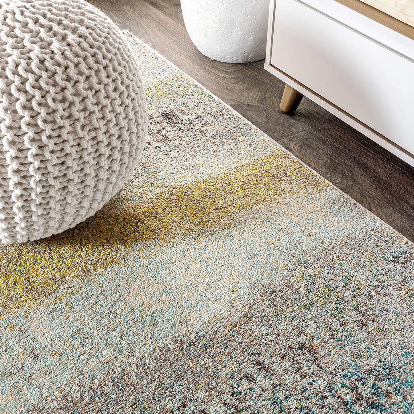 Contemporary Modern Abstract Vintage Cream/Yellow Rug