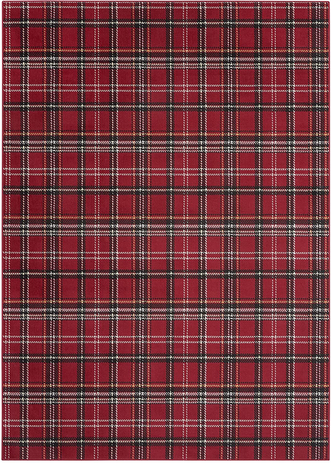 Grafix Plaid Red Black Soft Area Rug