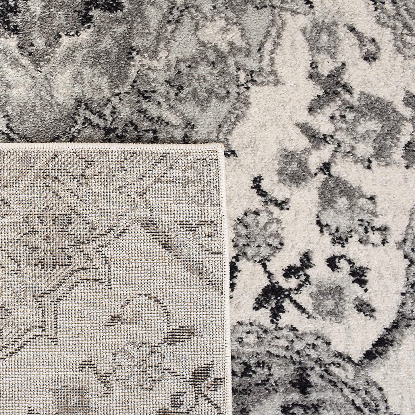 Floral Cream/ Silver Soft Area Rugs