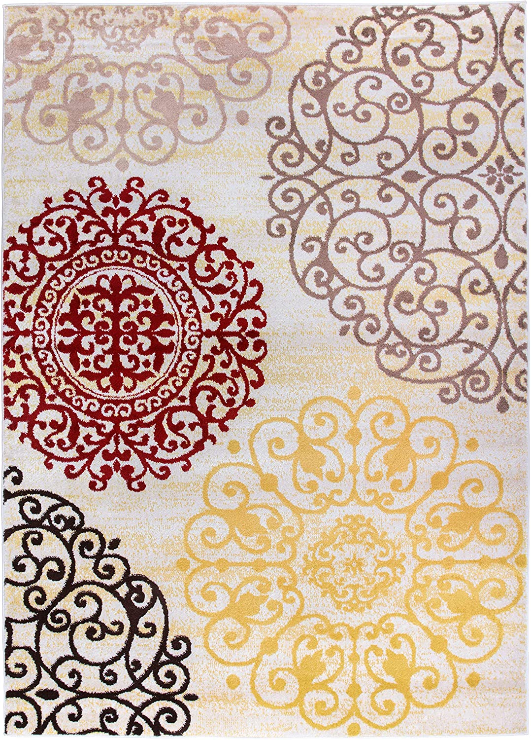 Contemporary Modern Floral Area Rug Black
