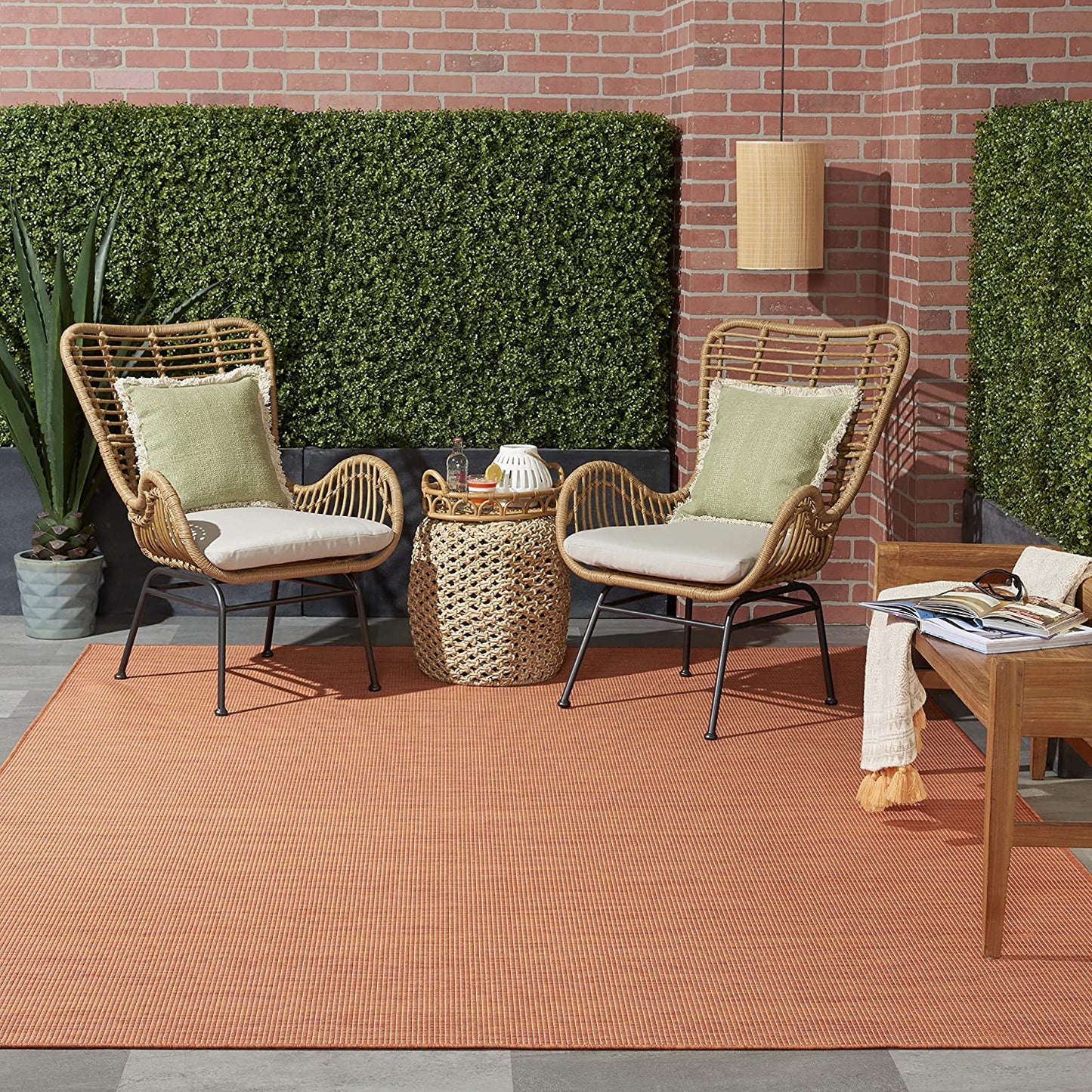 Flat-Weave Indoor/Outdoor Terracotta Soft Area Rug