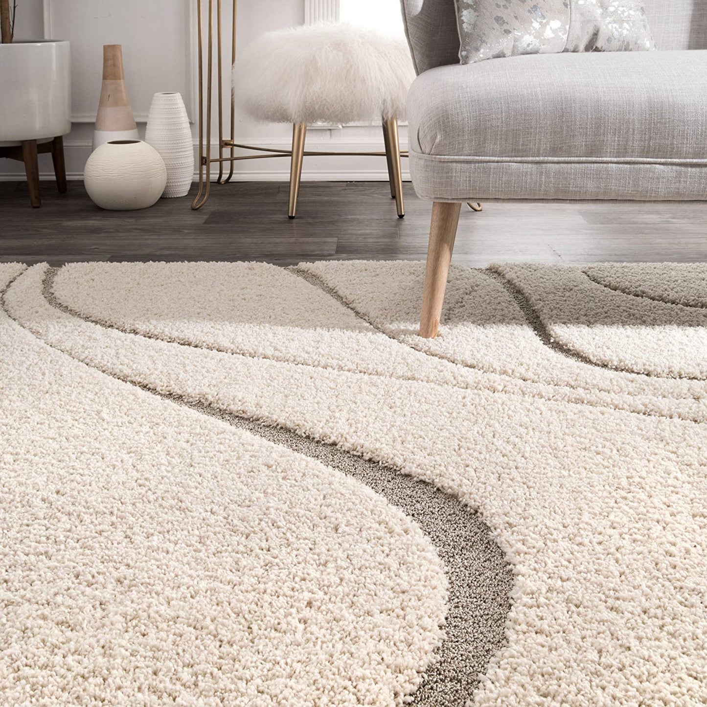 Cream Beige Soft Plush Shag Area Rug