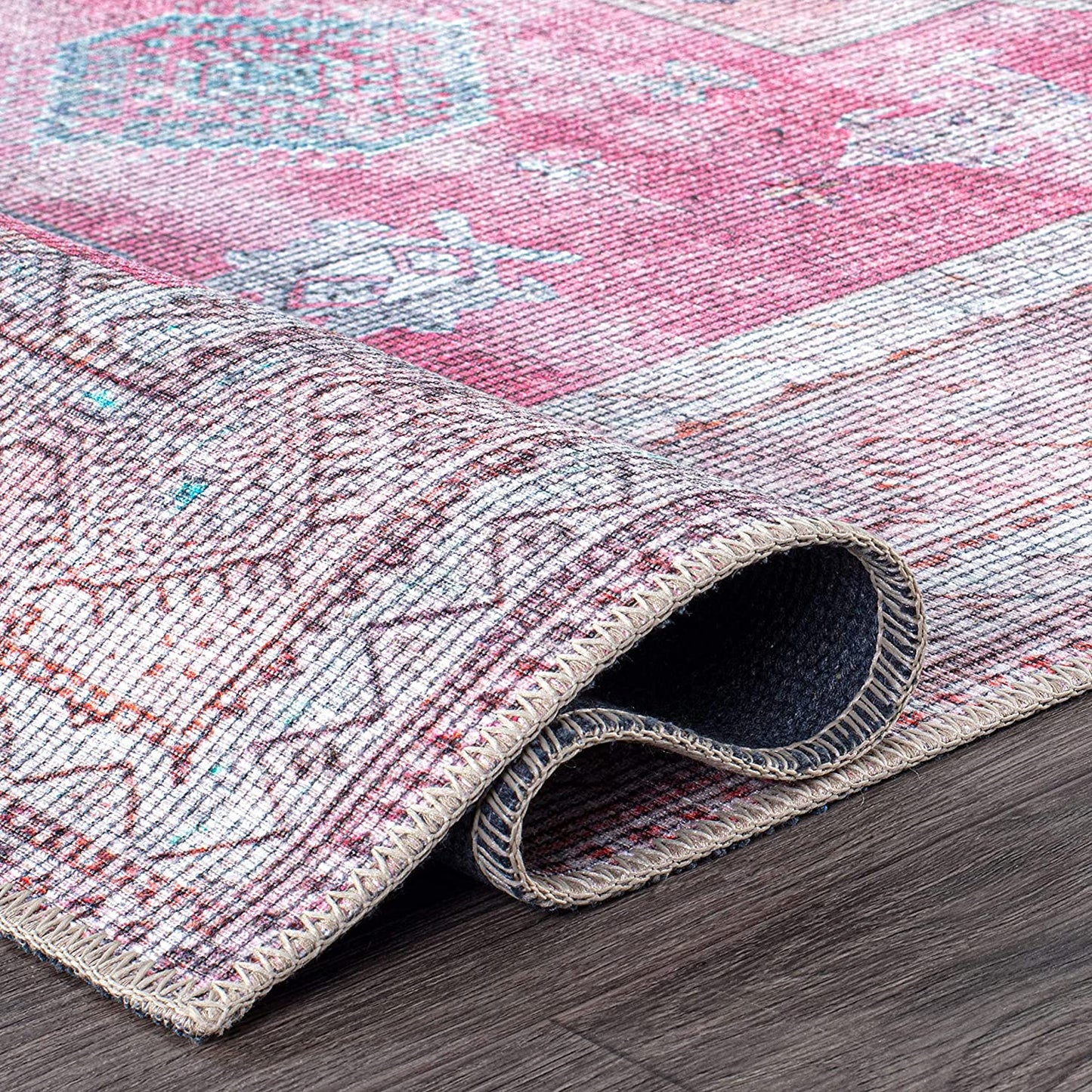 Distressed Transitional Bohemian Stain Resistant Flat Weave Eco Friendly Premium Recycled Machine Washable Area Rug 7'7"x9'6" Multi