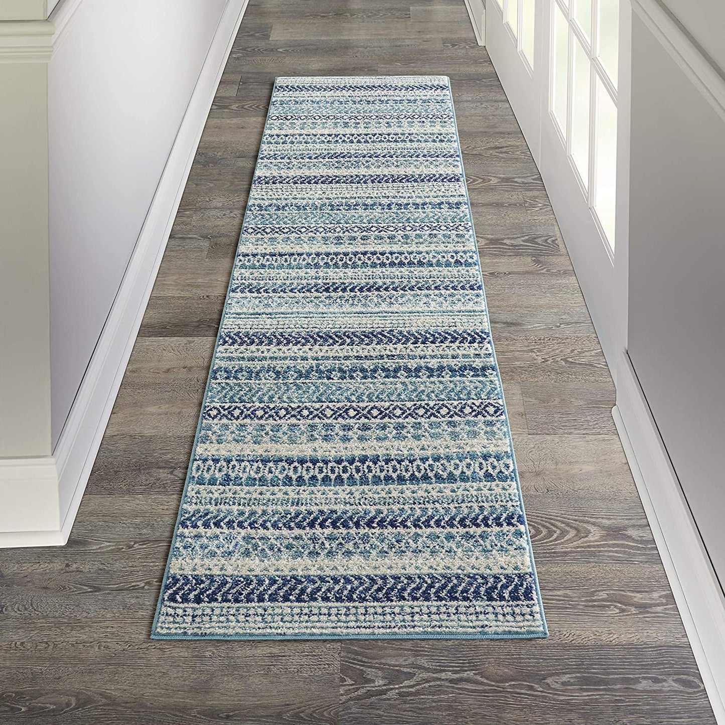 Passion Floral Abstract Navy Blue Soft Area Rug