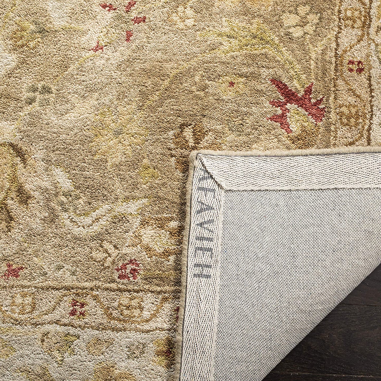 Handmade Traditional Oriental Premium Wool Area Rug, Grey Blue / Beige