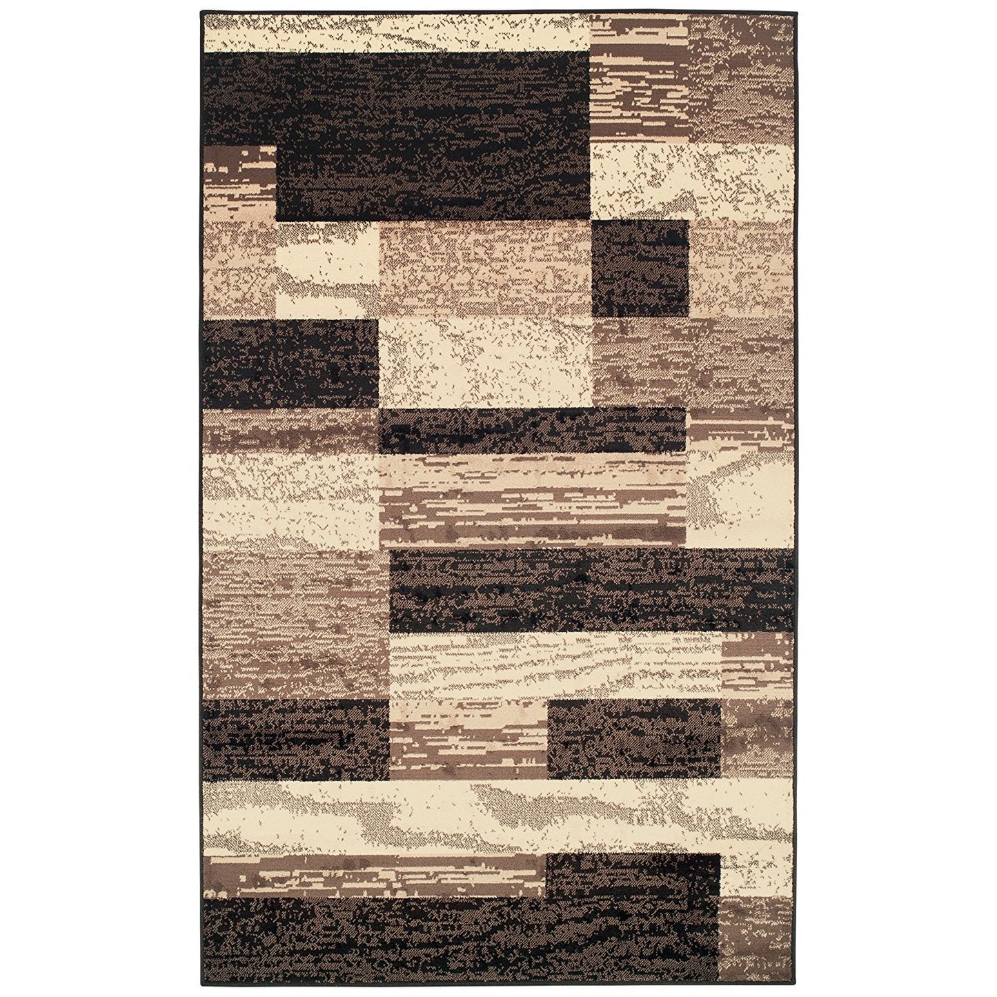 Geometric Brick Design Chocolate Brown Area Rug