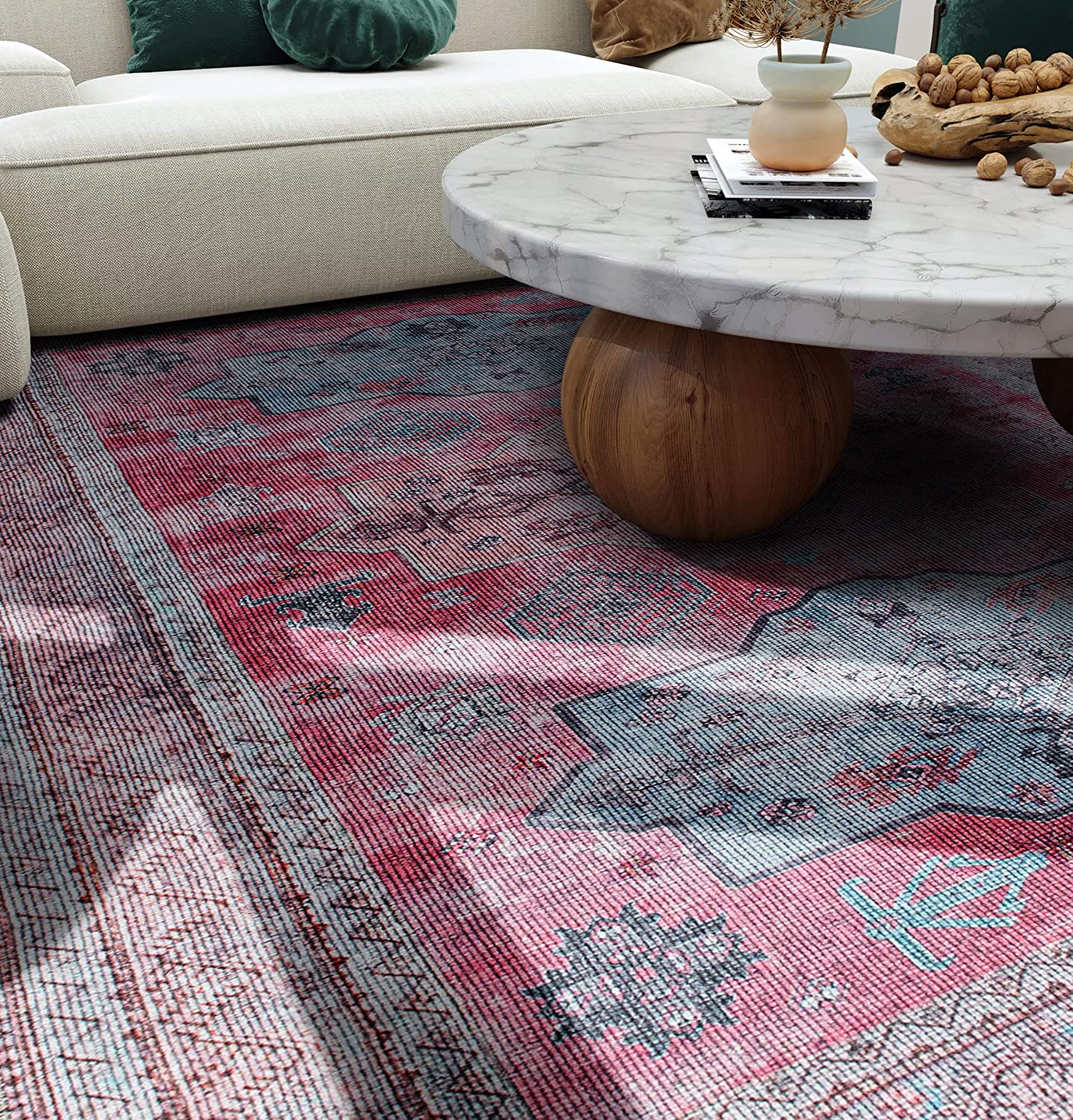 Distressed Transitional Bohemian Stain Resistant Flat Weave Eco Friendly Premium Recycled Machine Washable Area Rug 7'7"x9'6" Multi