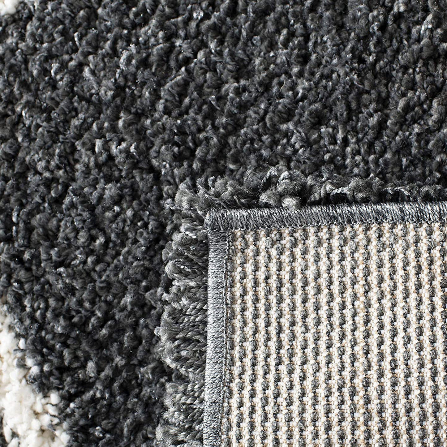Diamond Trellis Dark Grey/Ivory Soft Plush Shag Area Rug 2-inch Thick