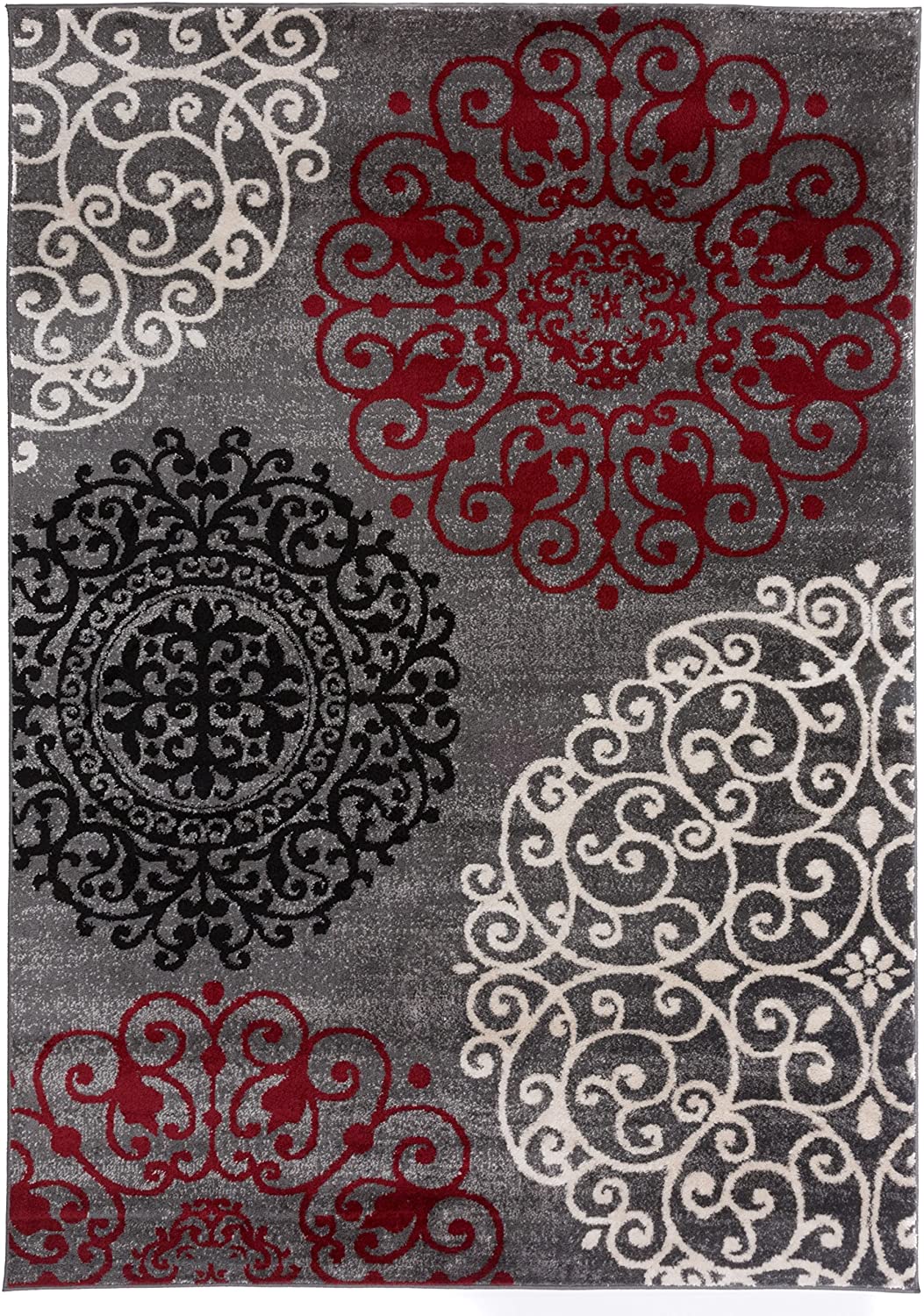 Contemporary Modern Floral Area Rug Black