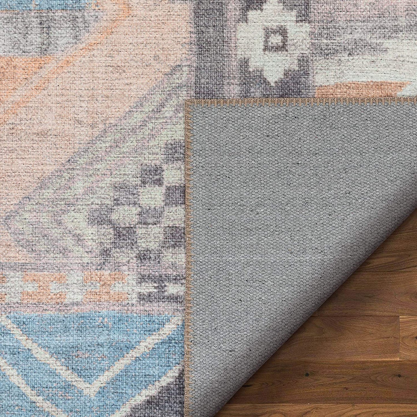 Boron Pink Machine Washable Vintage Distressed Area Rug