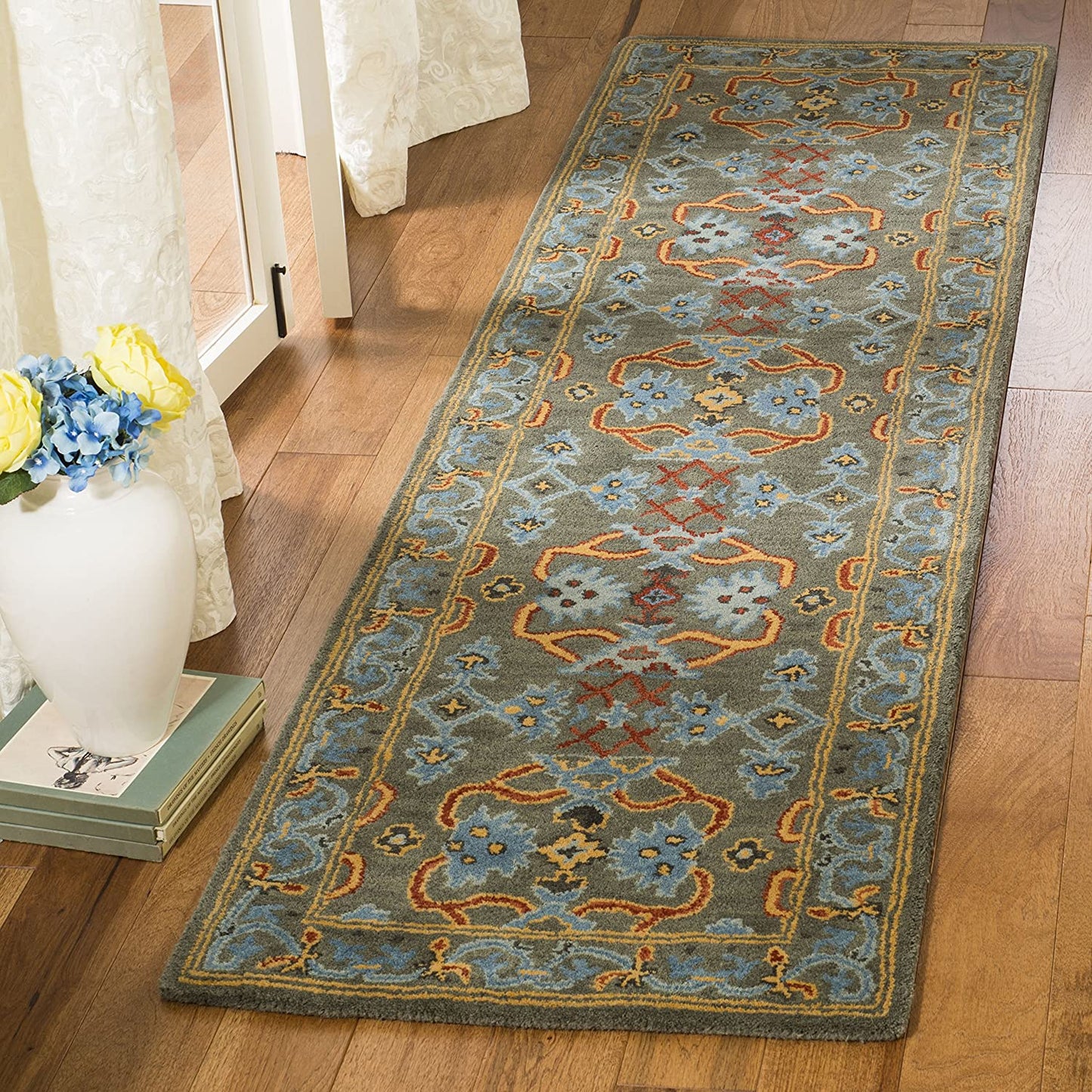 Heritage Collection Handmade Traditional Oriental Premium Wool Area Rug Sage / Blue