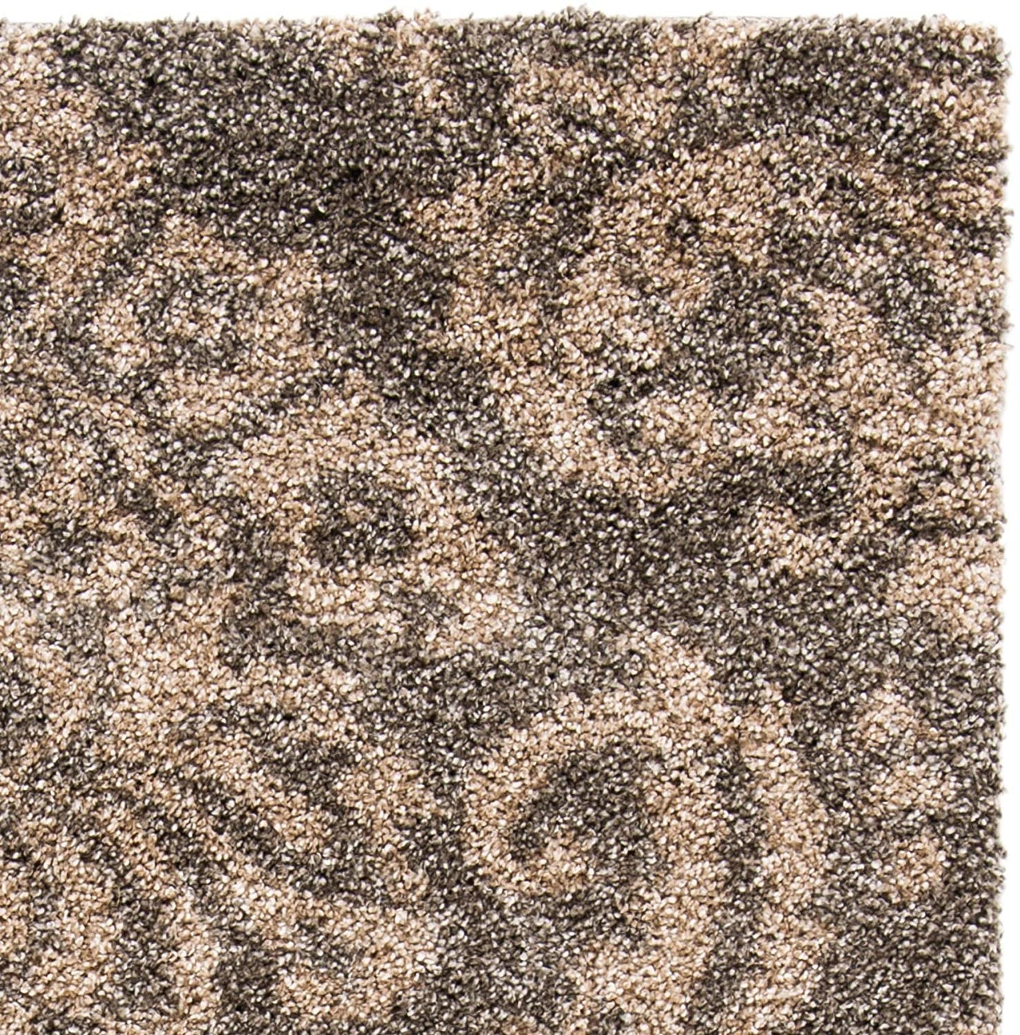 Damask Plush 1.2-inch Thick Shag Area Rug, Smoke / Beige