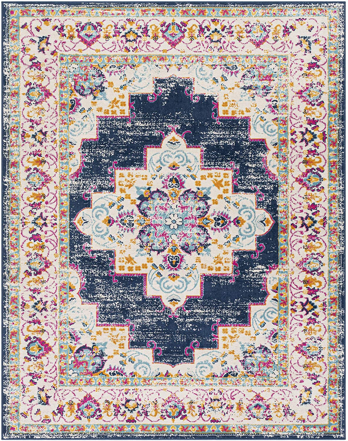 Melta Dark Blue Traditional Soft Area Rug