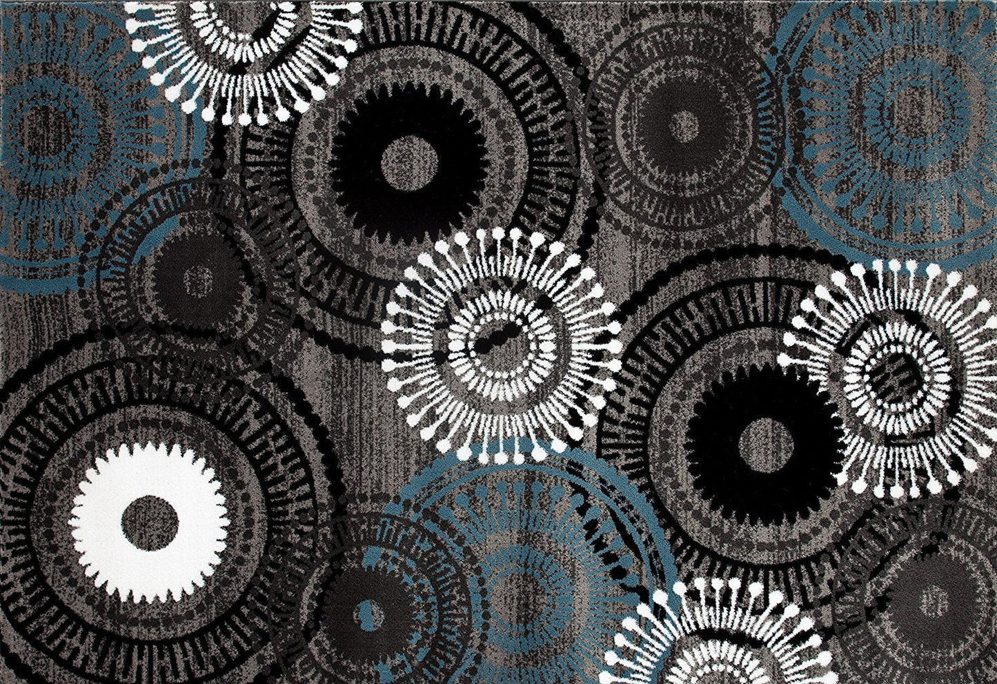 Contemporary Circles Gray/Grey Blue White Black Area Rug