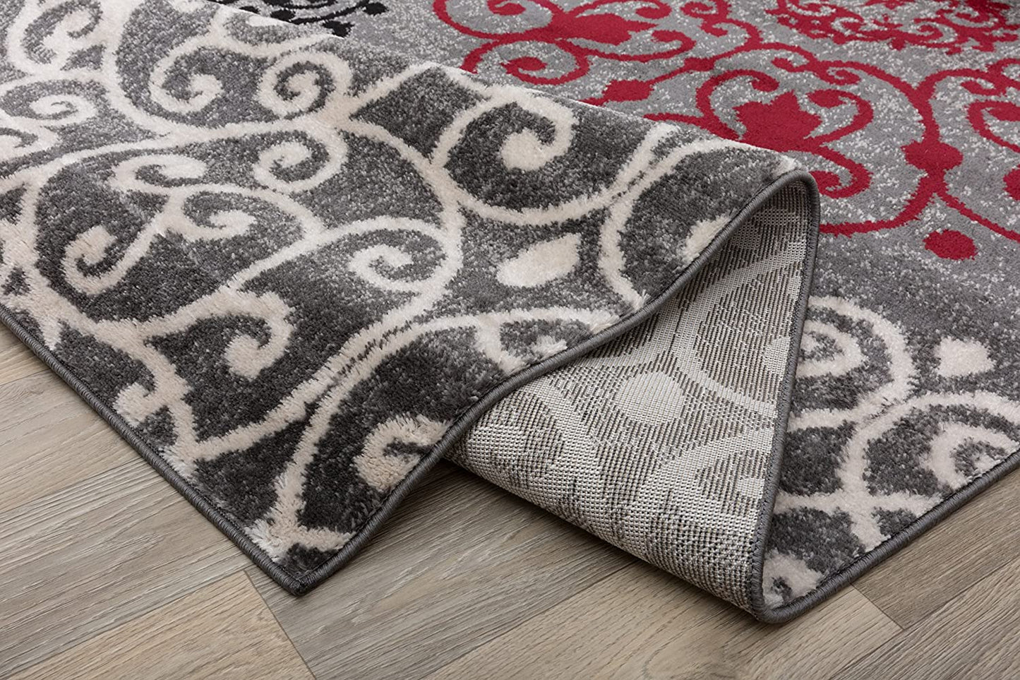 Contemporary Modern Floral Area Rug Black