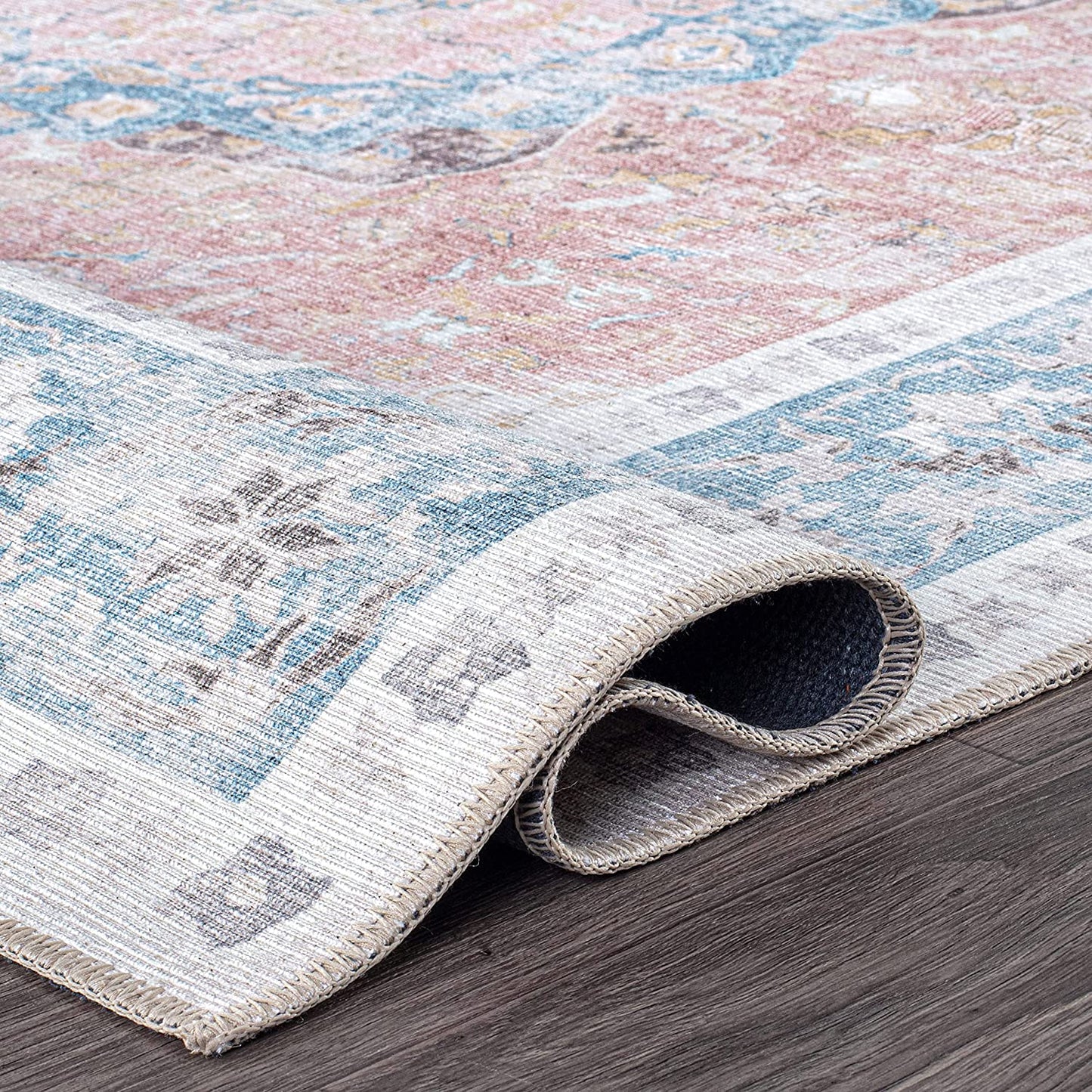 Bohemian Distressed Stain Resistant Flat Weave Eco Friendly Premium Recycled Machine Washable Area Rug 3'3"x5' Rust