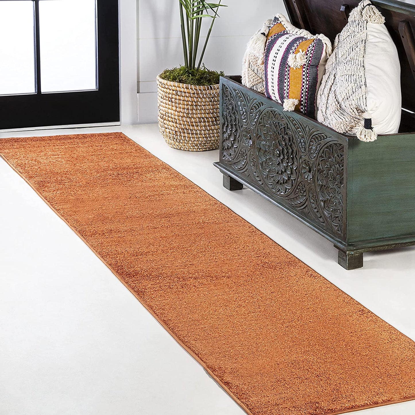 Haze Solid Low-Pile Red Soft Area Rug