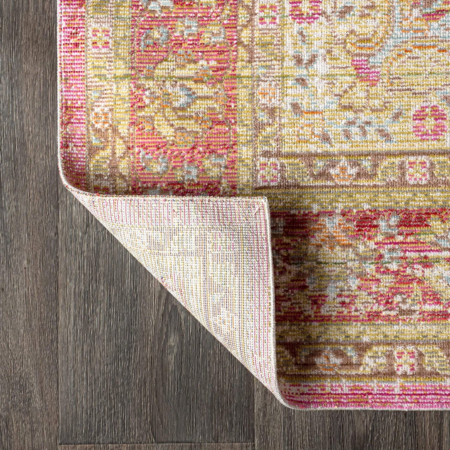 Khilana Floral Medallion Soft Rug, Deep Rose/Ivory