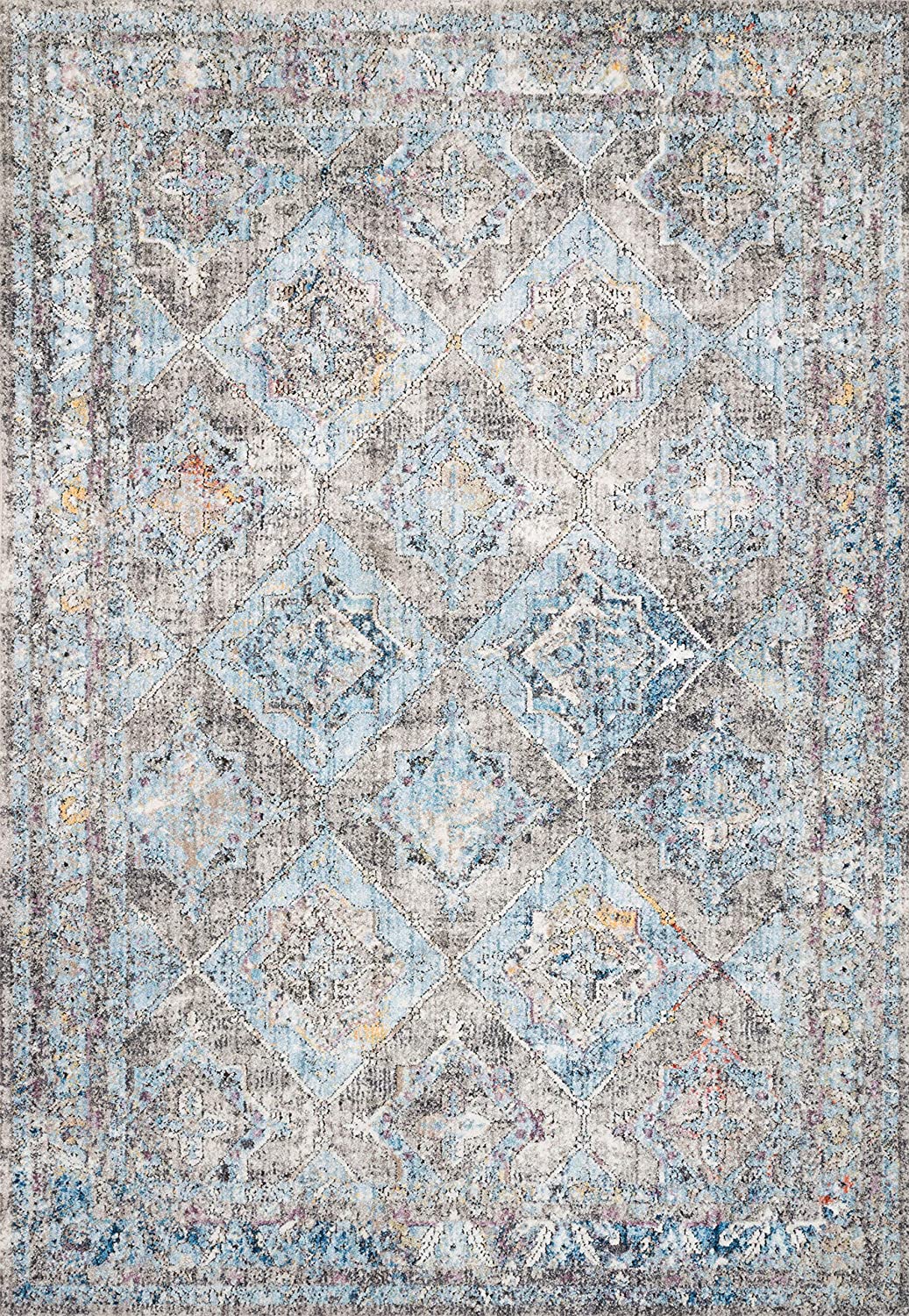 Dante Collection Soft Area Rug Granite/Light Blue