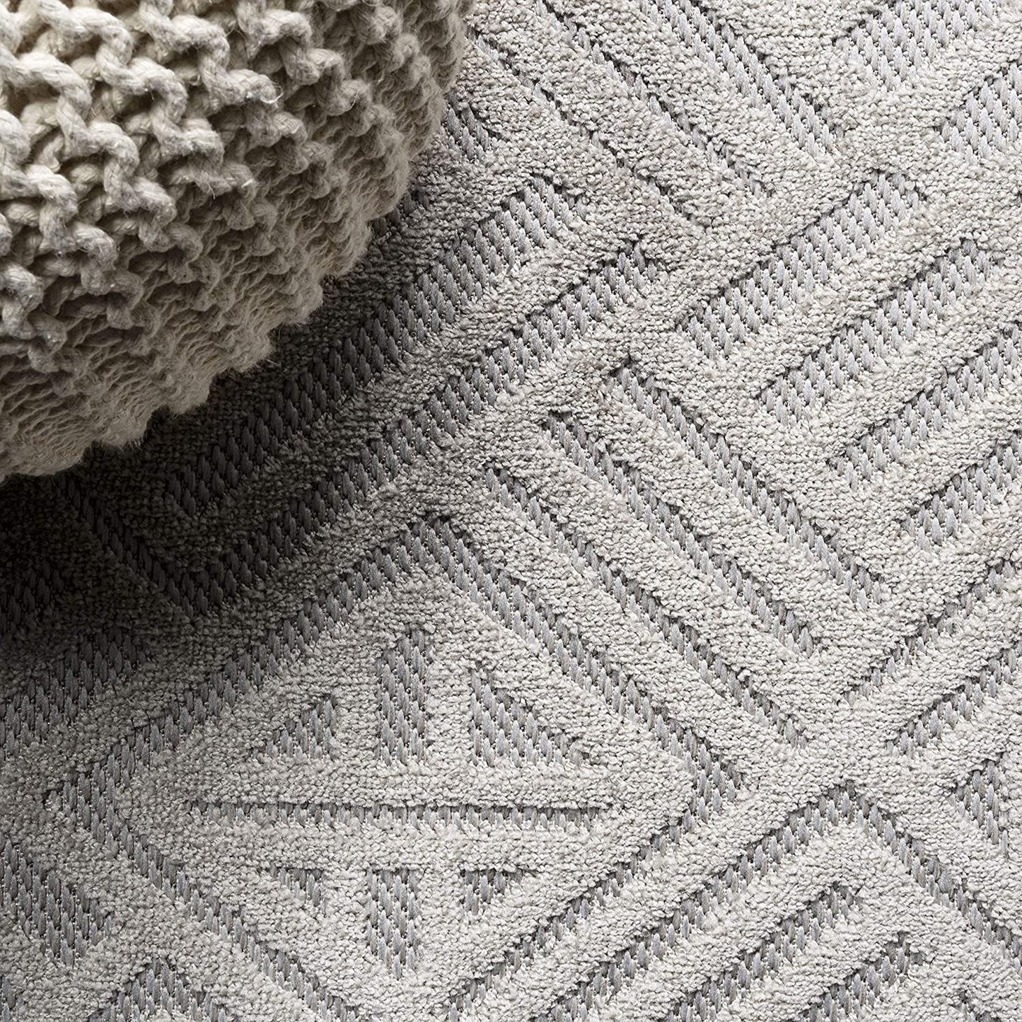 Art Deco Geometric Indoor/Outdoor Beige Area Rug