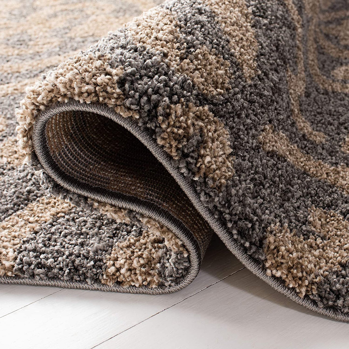 Damask Dining Plush Thick Area Rug, Cream Beige,large Rectangle