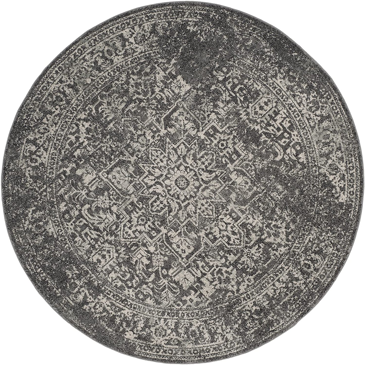 Vintage Oriental Grey and Ivory Area Rug