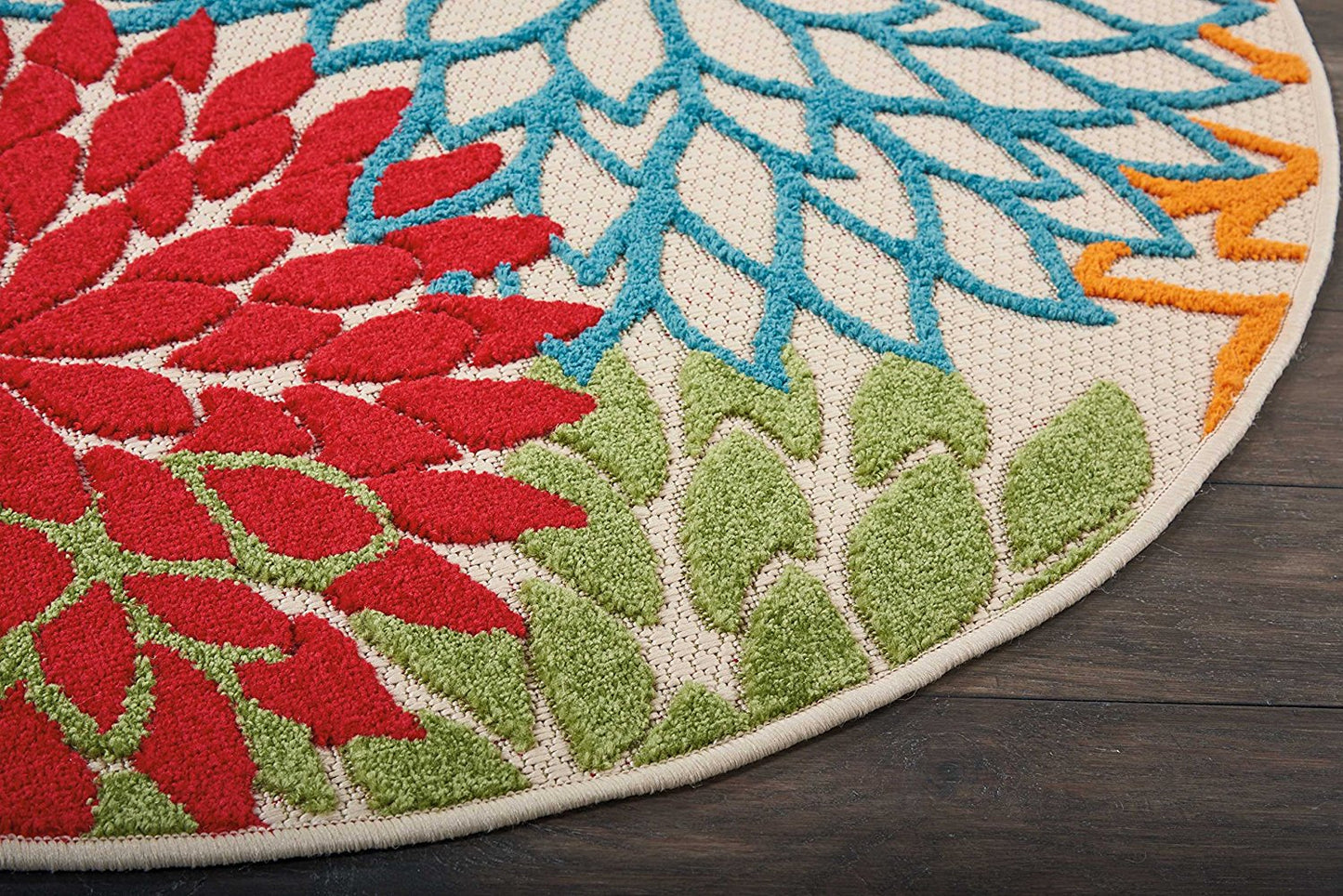 Floral Indoor/Outdoor Red Multi-color Area Rug