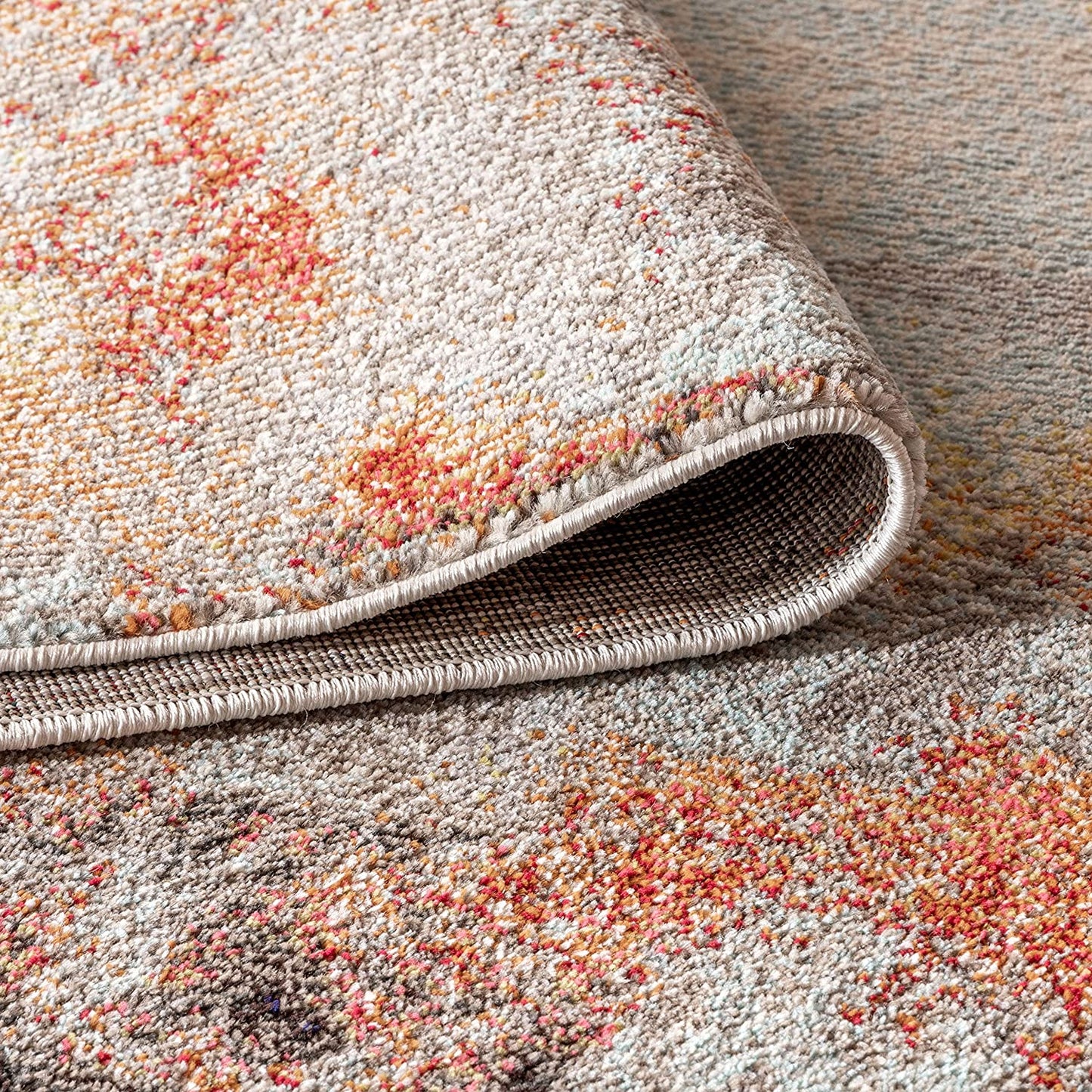 Contemporary Modern Abstract Vintage Cream/Orange Area Rug