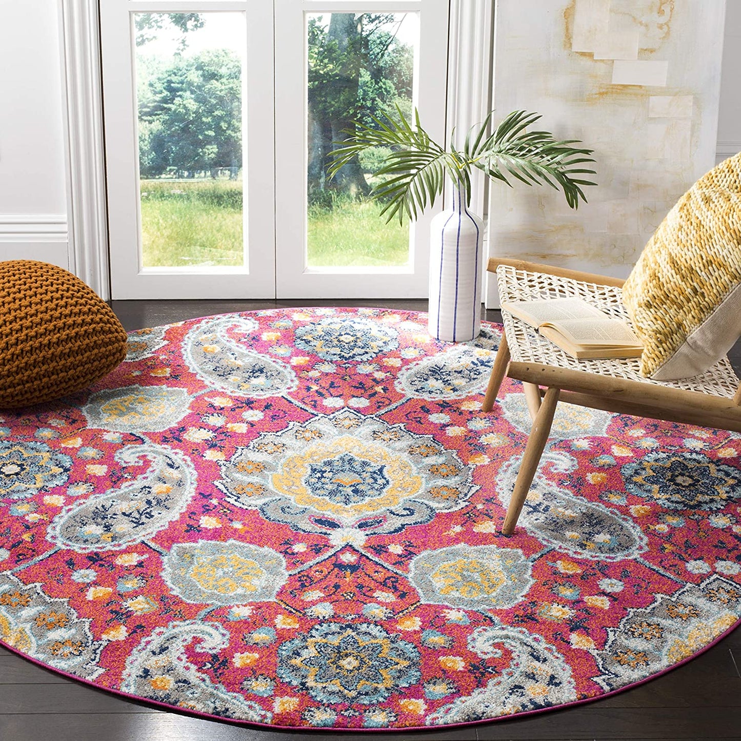 Floral Fuchsia/Gold Soft Area Rugs