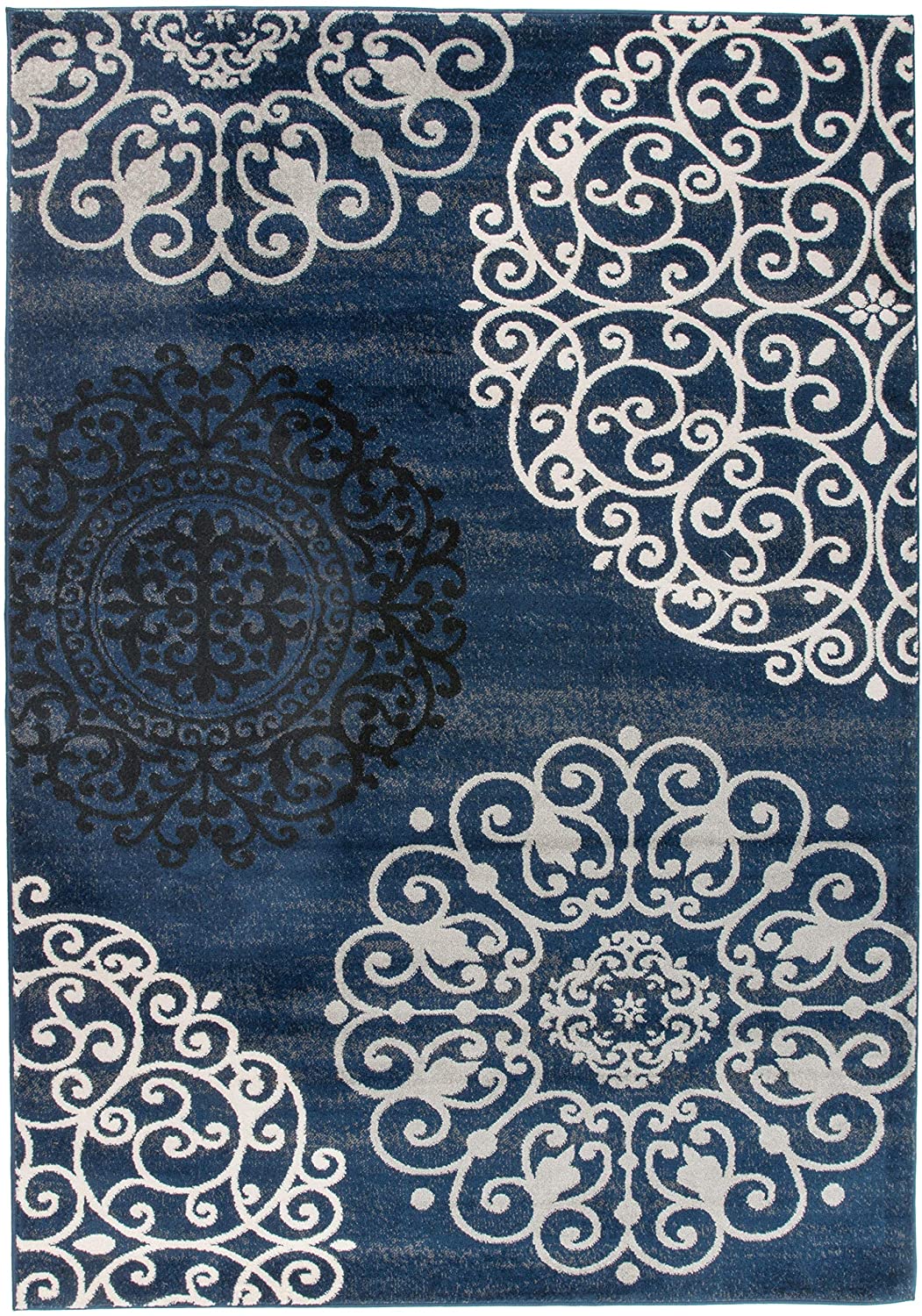 Contemporary Modern Floral Area Rug Black