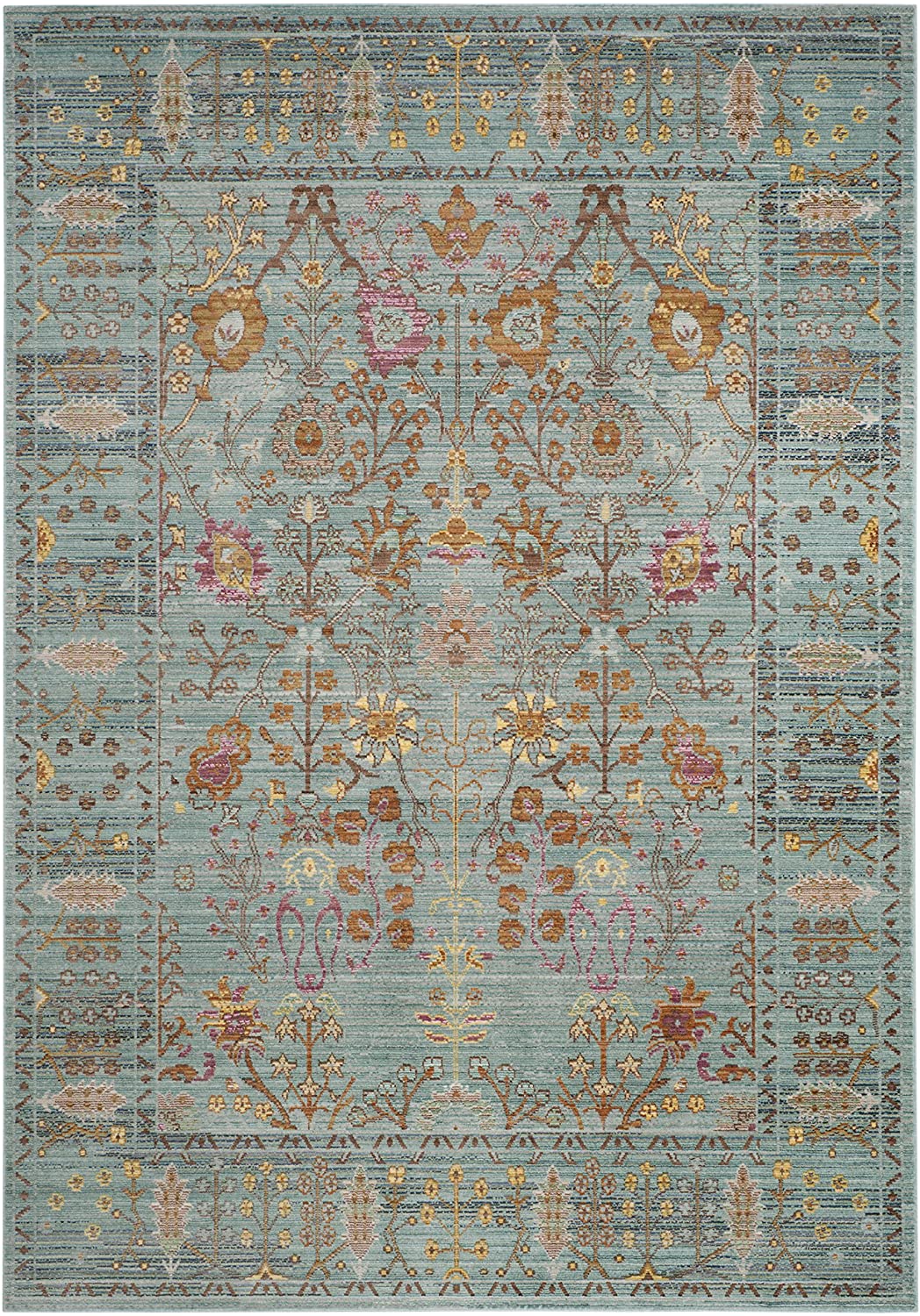 Boho Chic Distressed Area Rug, Steel Blue
