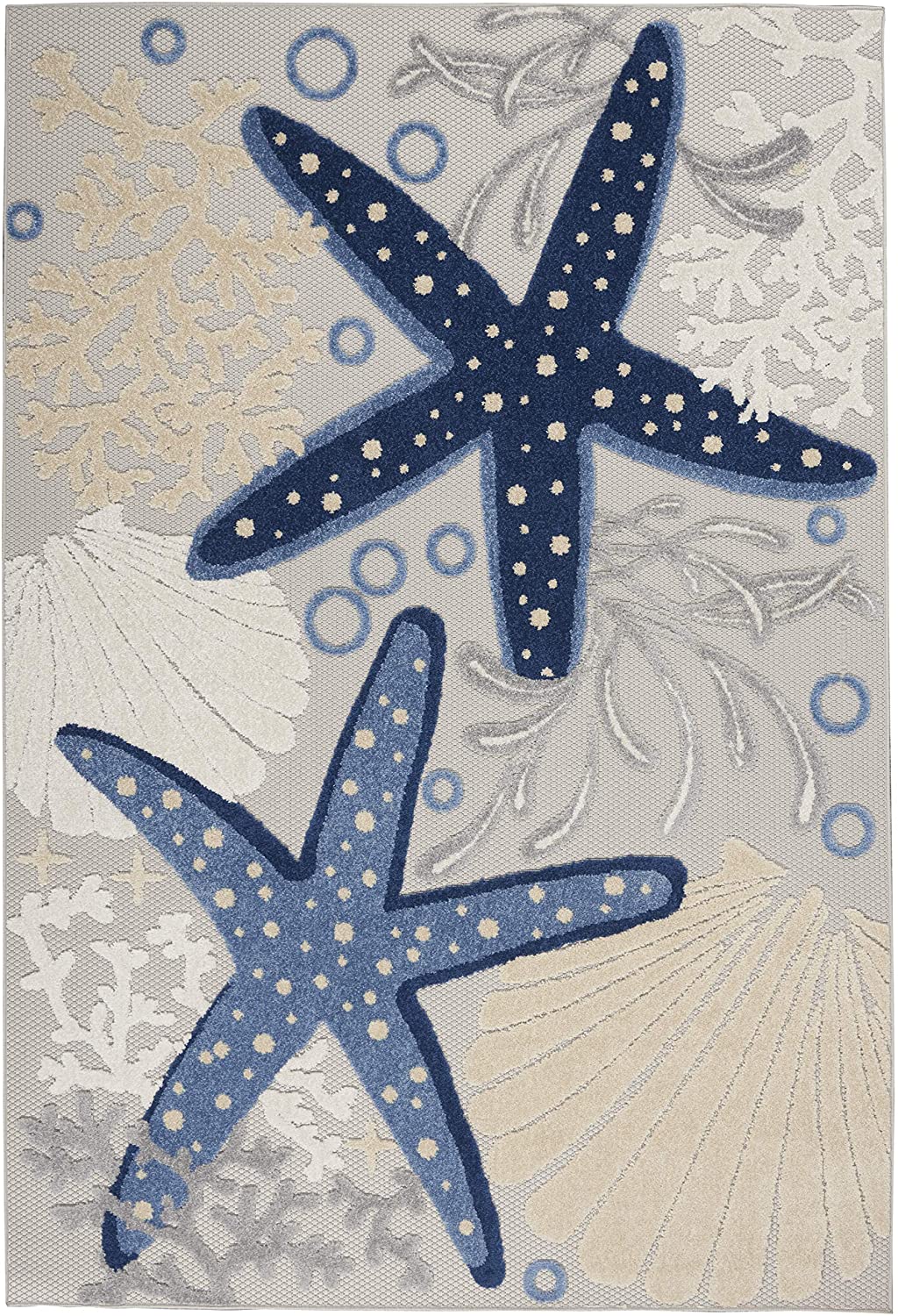 Coastal Starfish Blue/ Grey Soft Area Rug