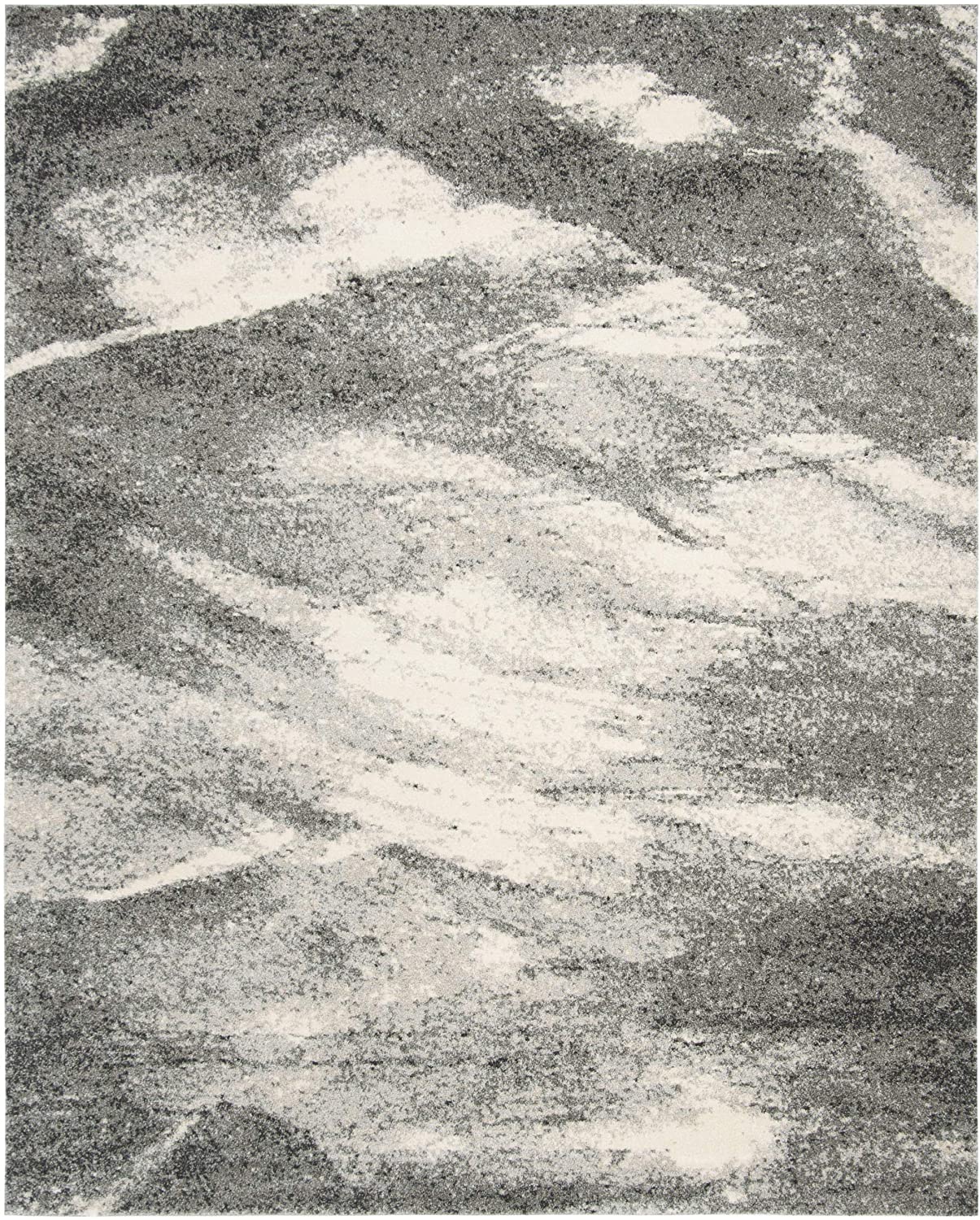 Modern Abstract Grey and Ivory Area Rug