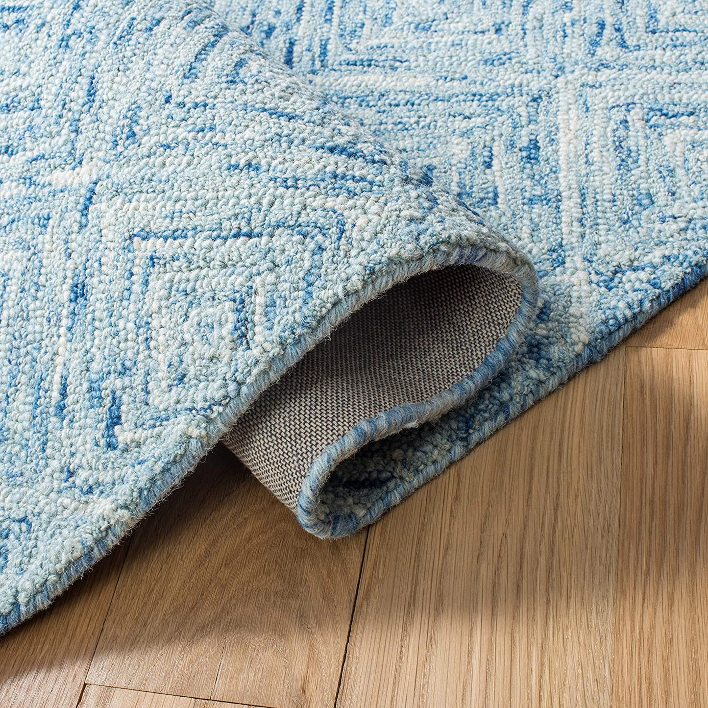 Ikat Collection  Handmade Premium Wool Soft Area Rug Blue