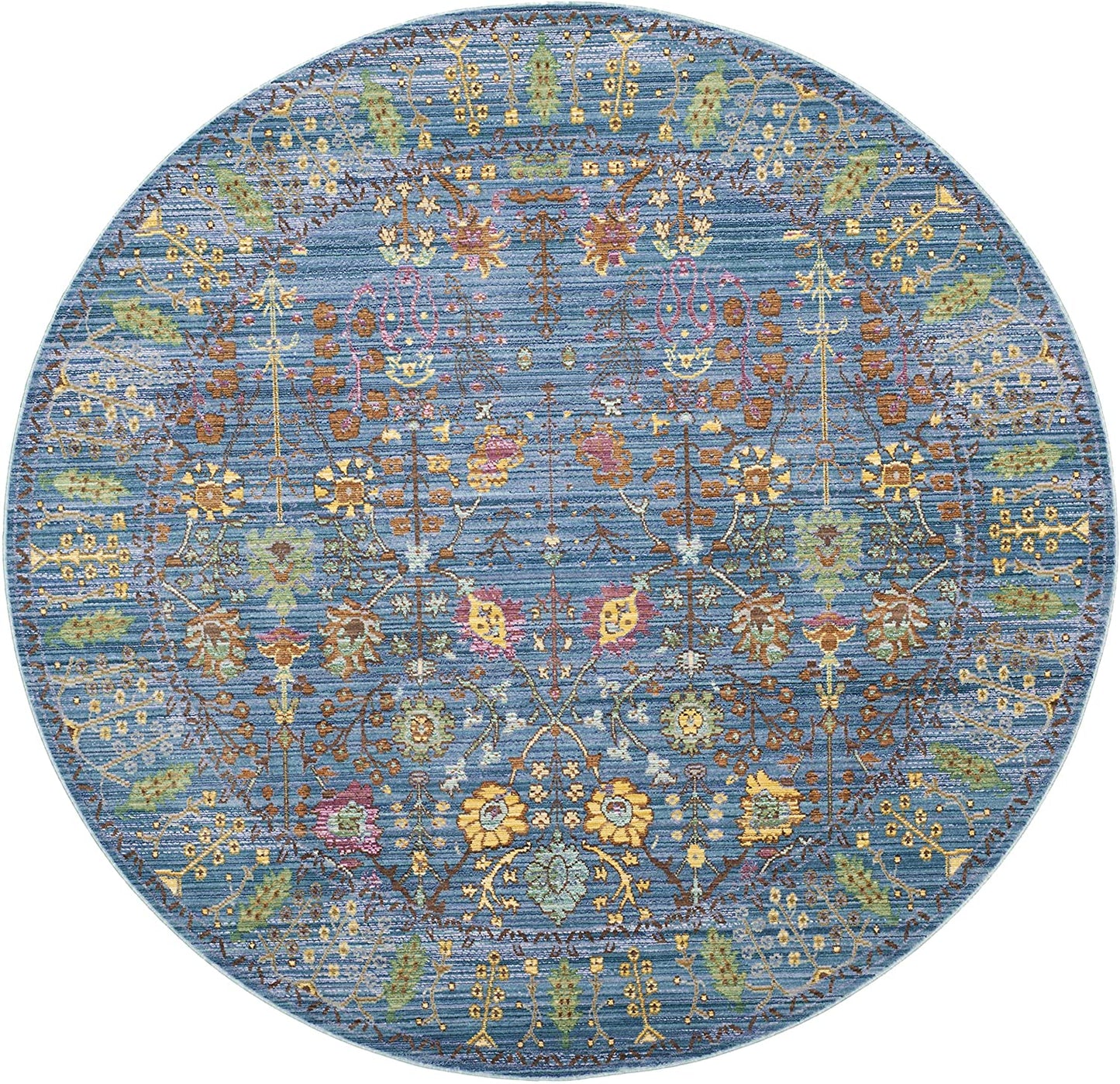 Boho Chic Distressed Area Rug, Blue / Multi