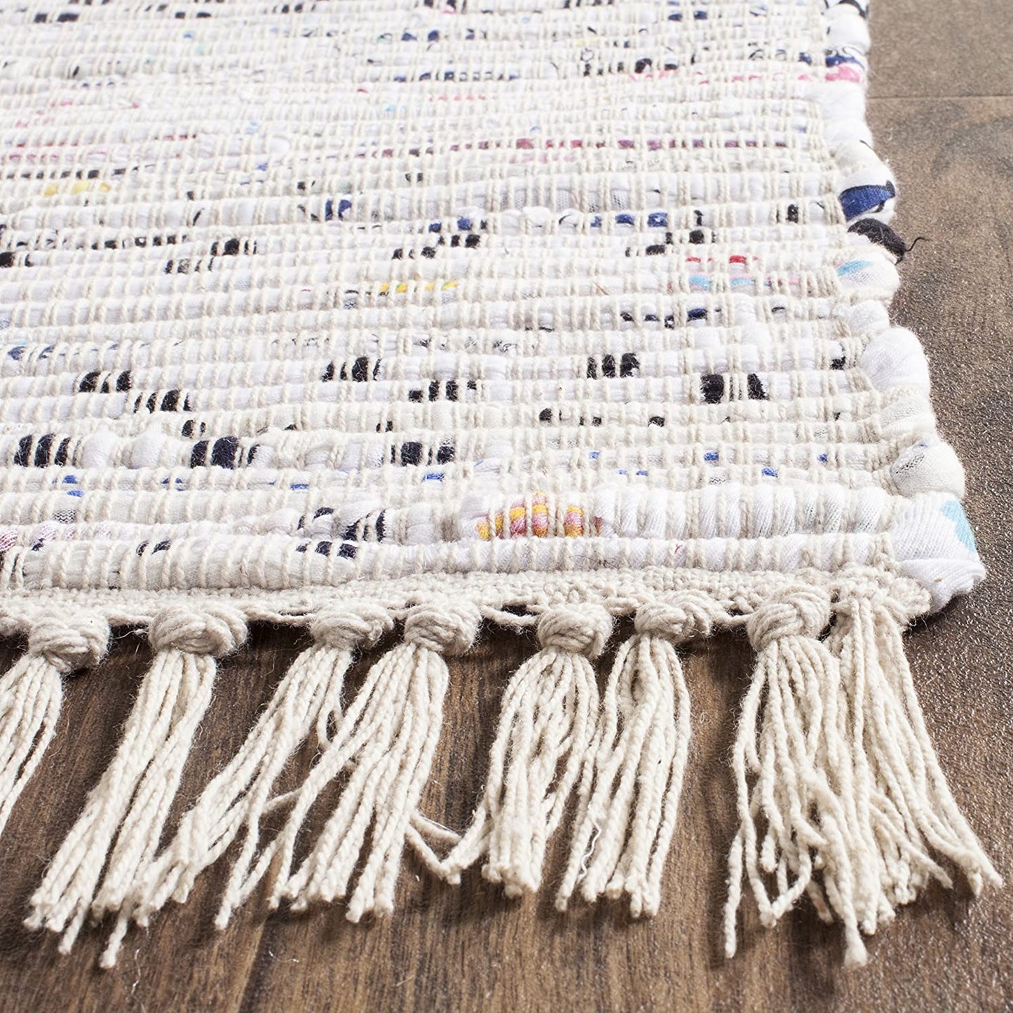 Hand Woven Ivory and Multi Cotton Area Rug