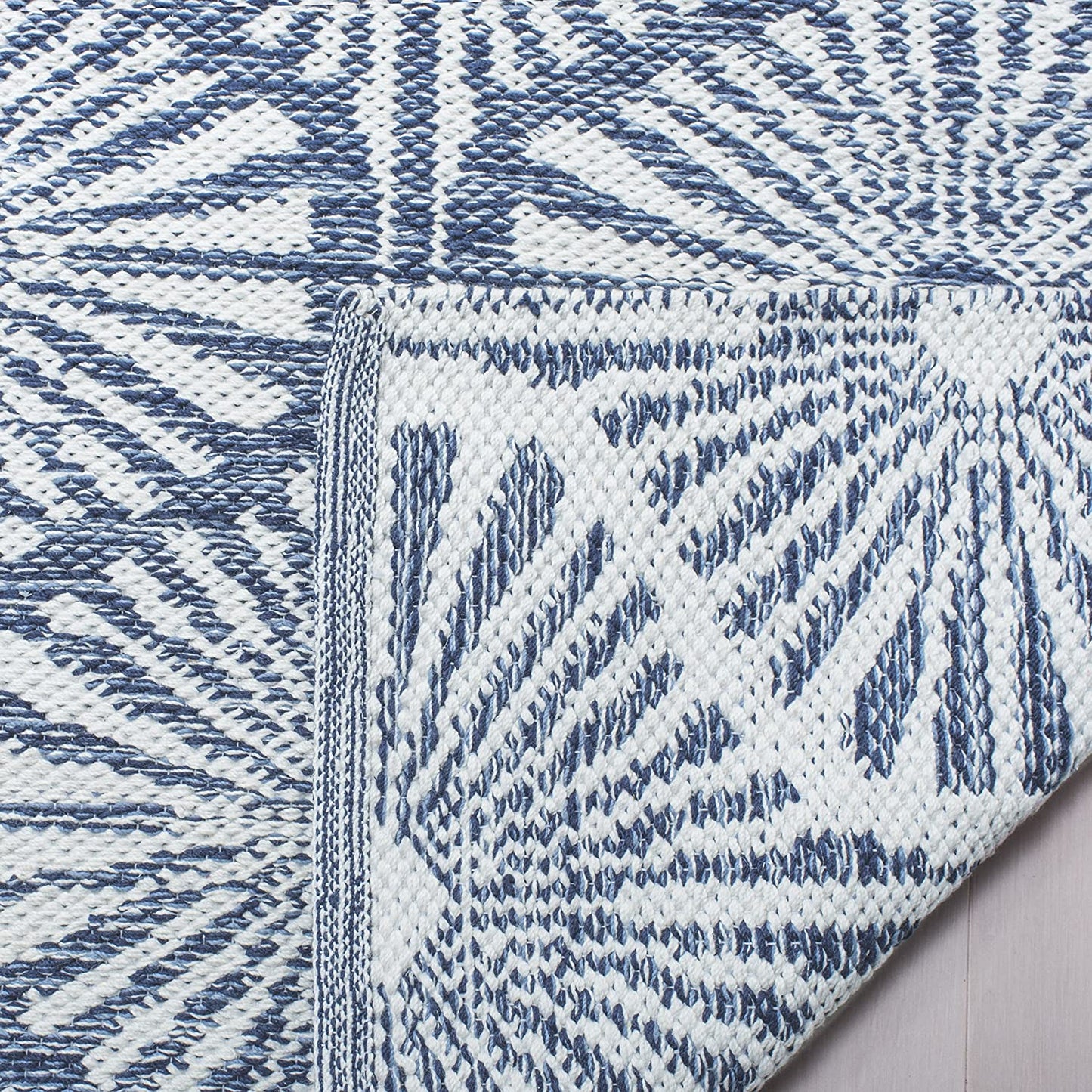 Montauk Collection MTK606H Handmade Cotton Area Rug Aqua / Ivory