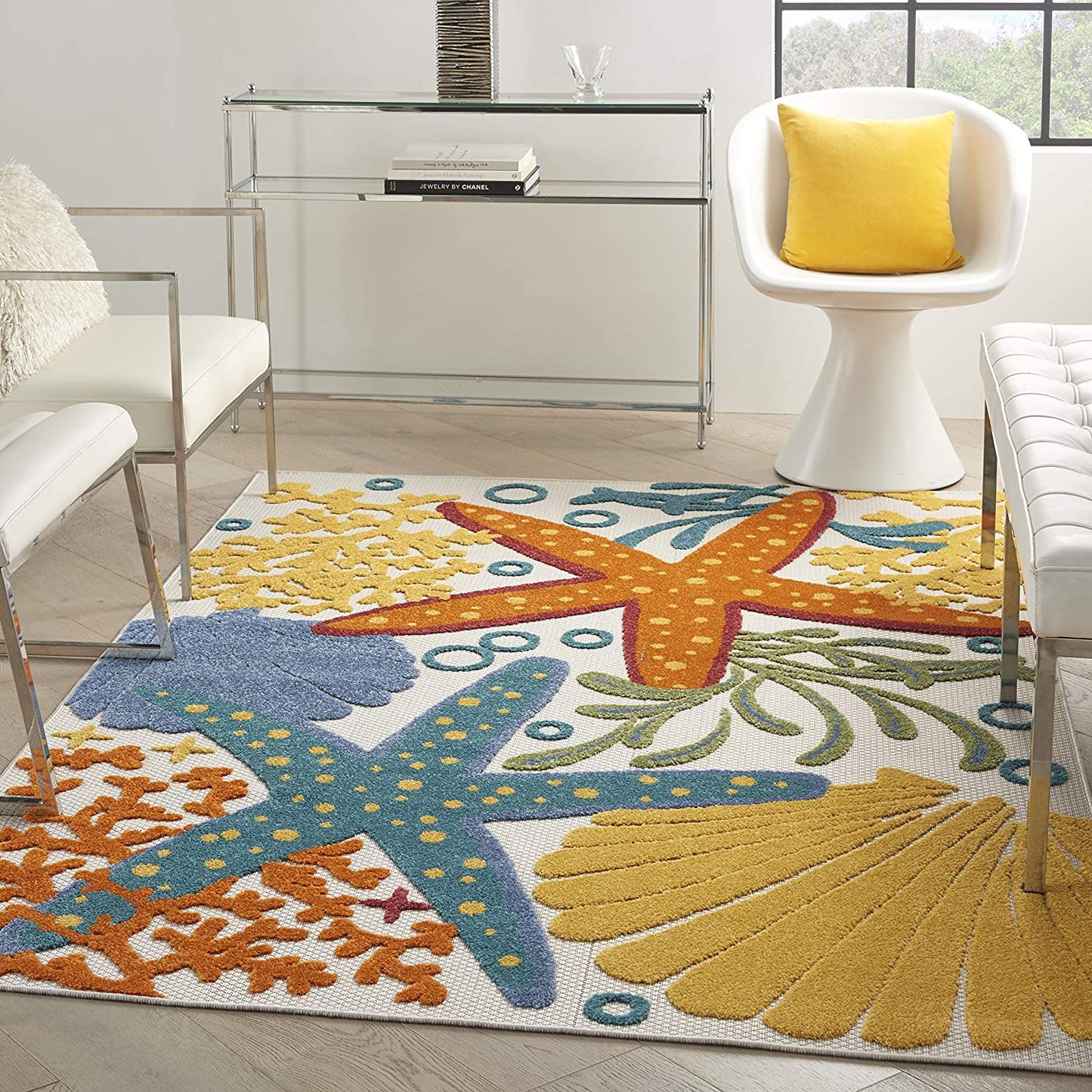 Coastal Starfish Multicolor Soft Area Rug