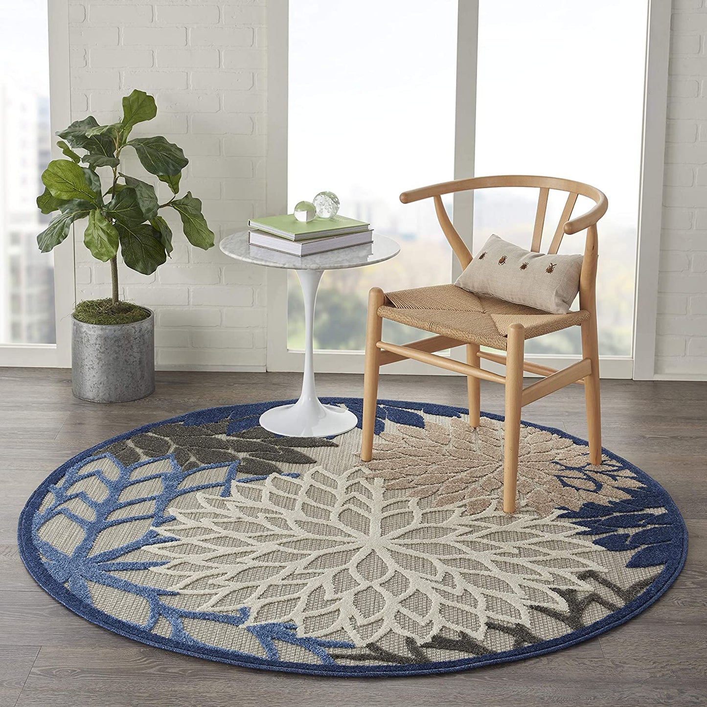 Indoor/Outdoor Floral Blue/Multicolor Area Rug