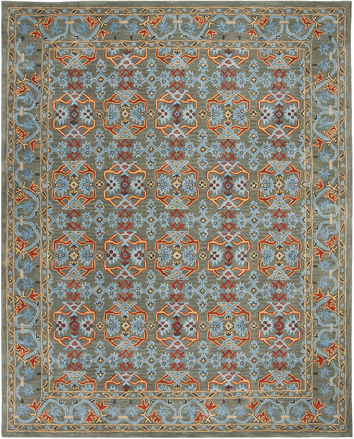 Heritage Collection Handmade Traditional Oriental Premium Wool Area Rug Sage / Blue