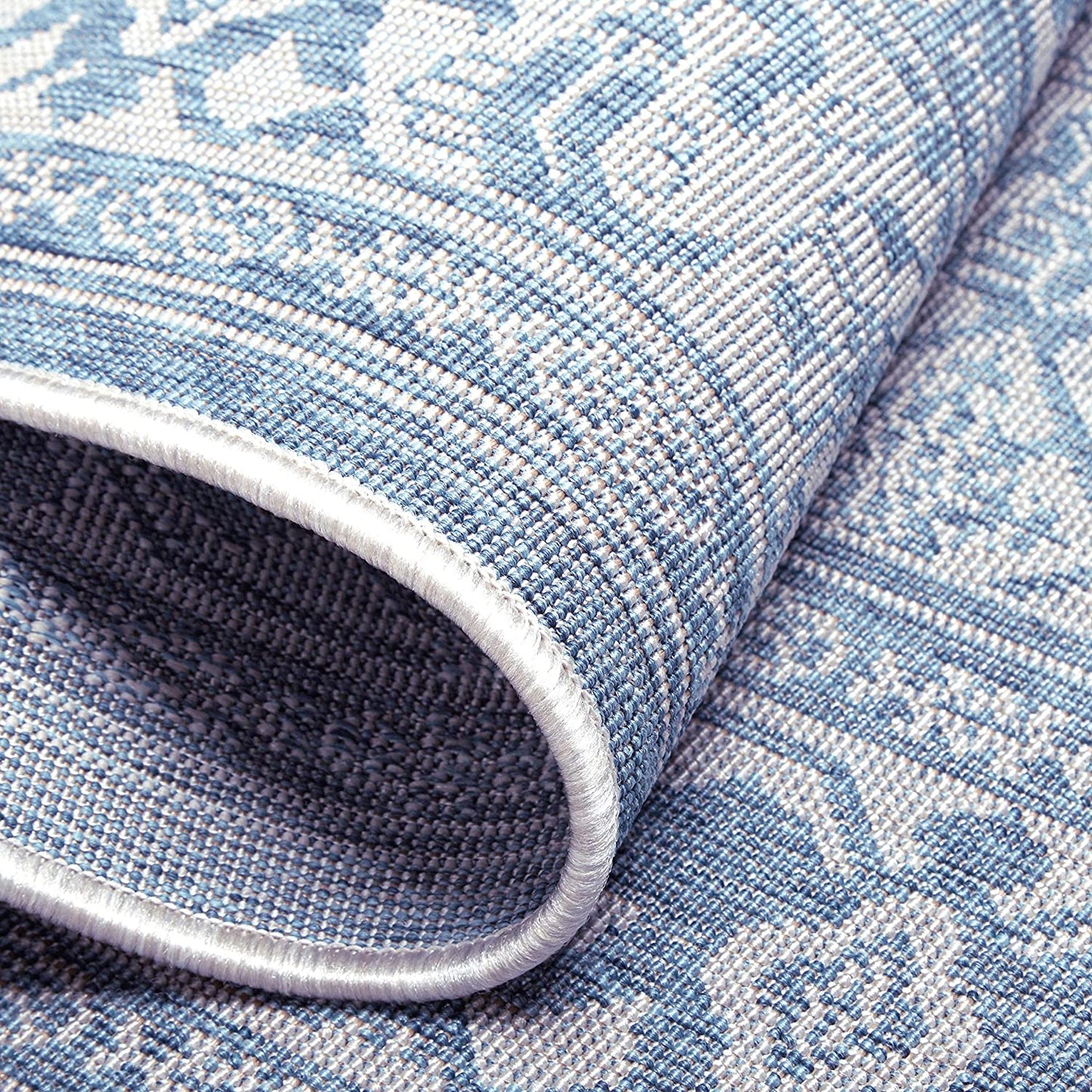 Dahlia Blue Grey Indoor/Outdoor Area Rug - UV/Weather Resistant