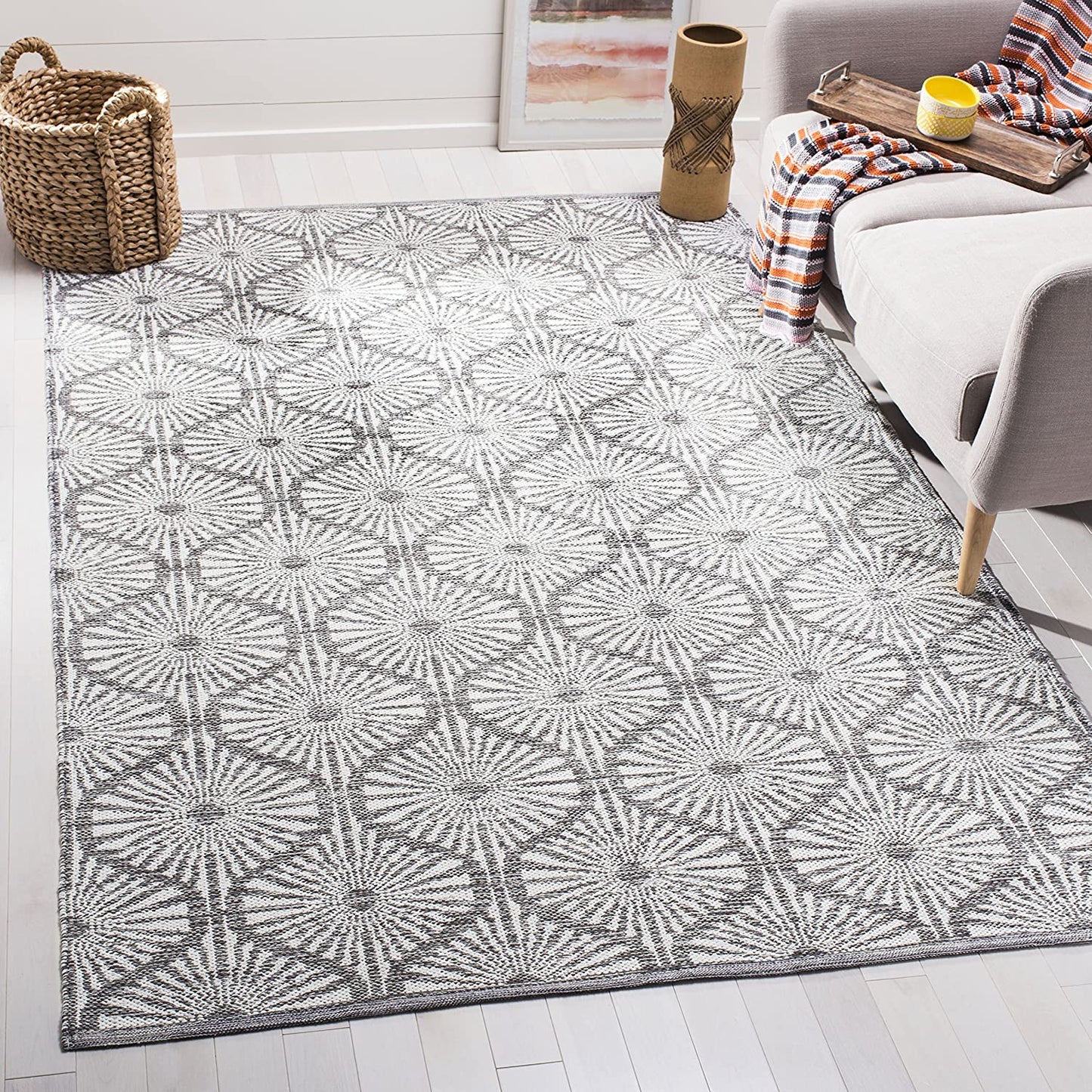 Montauk Collection MTK606H Handmade Cotton Area Rug Aqua / Ivory