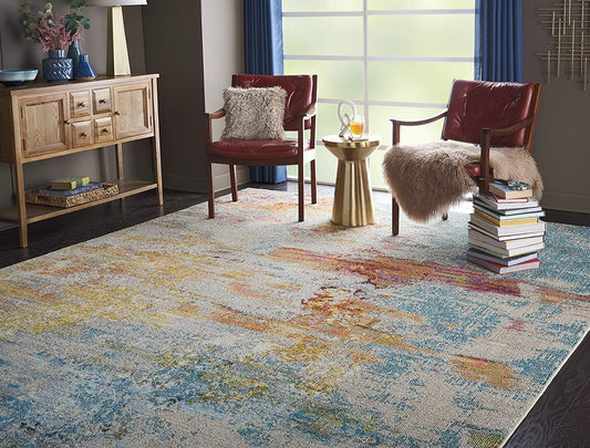 Modern Abstract Area Rug, Sealife Multicolor Grey