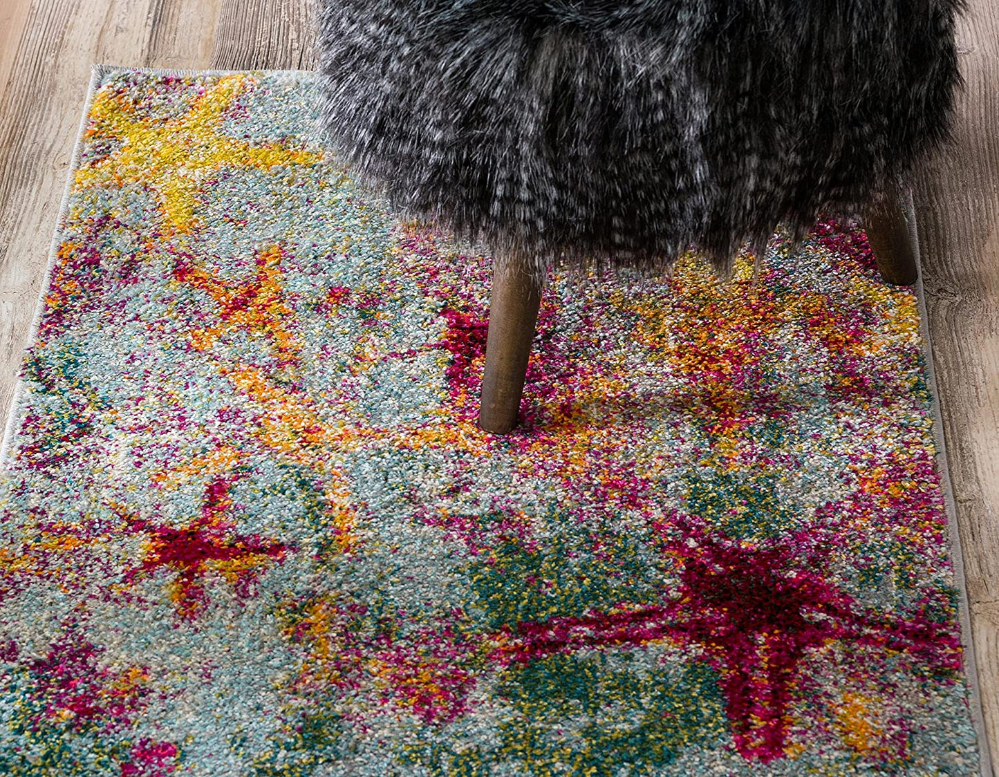 Coastal Modern Bright Colors Multi/Gray Starfish Soft Area Rug